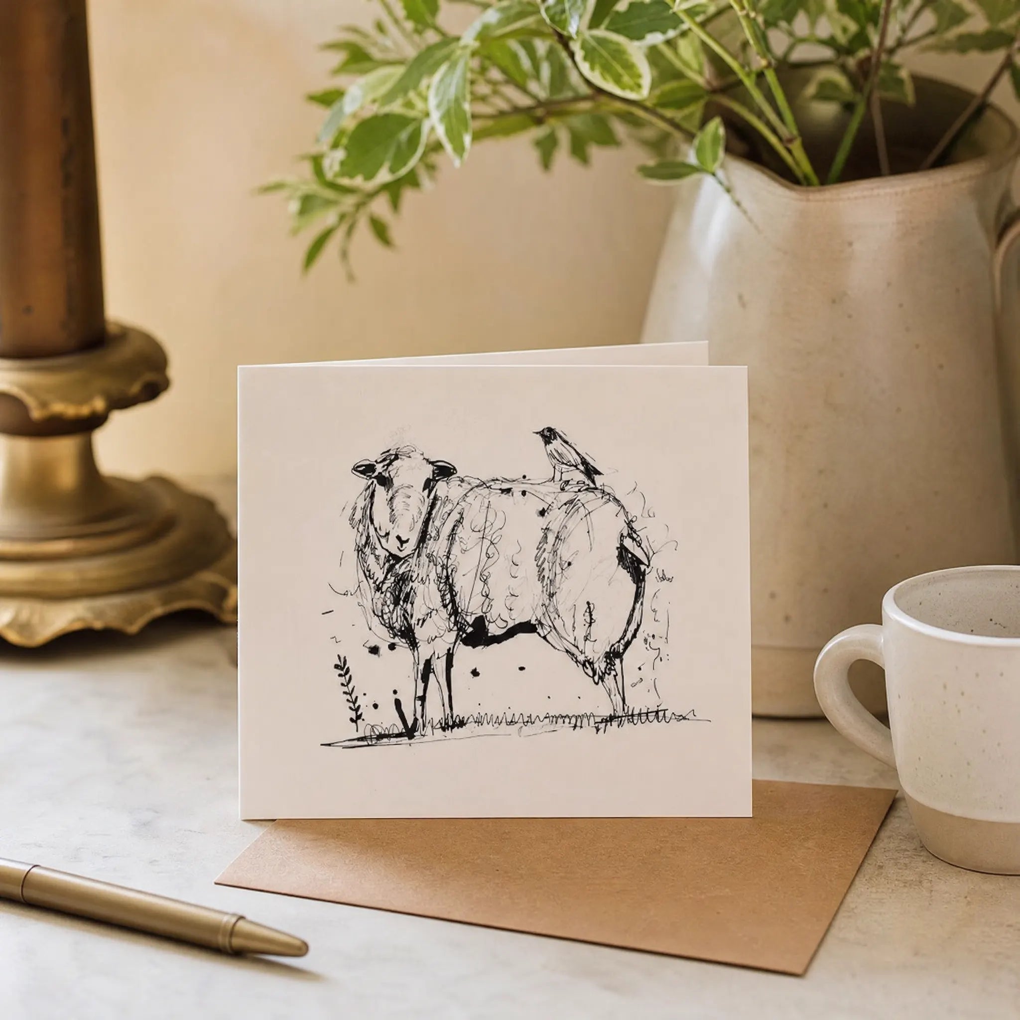 Sam Wilson Sheep & Bird Greetings Card