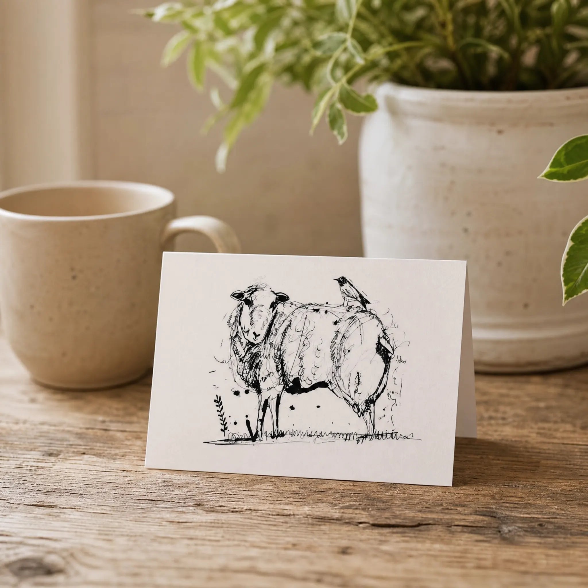 Sam Wilson Sheep & Bird Greetings Card