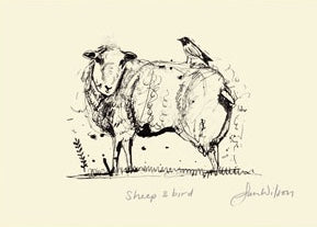 Sam Wilson Sheep and Bird Print