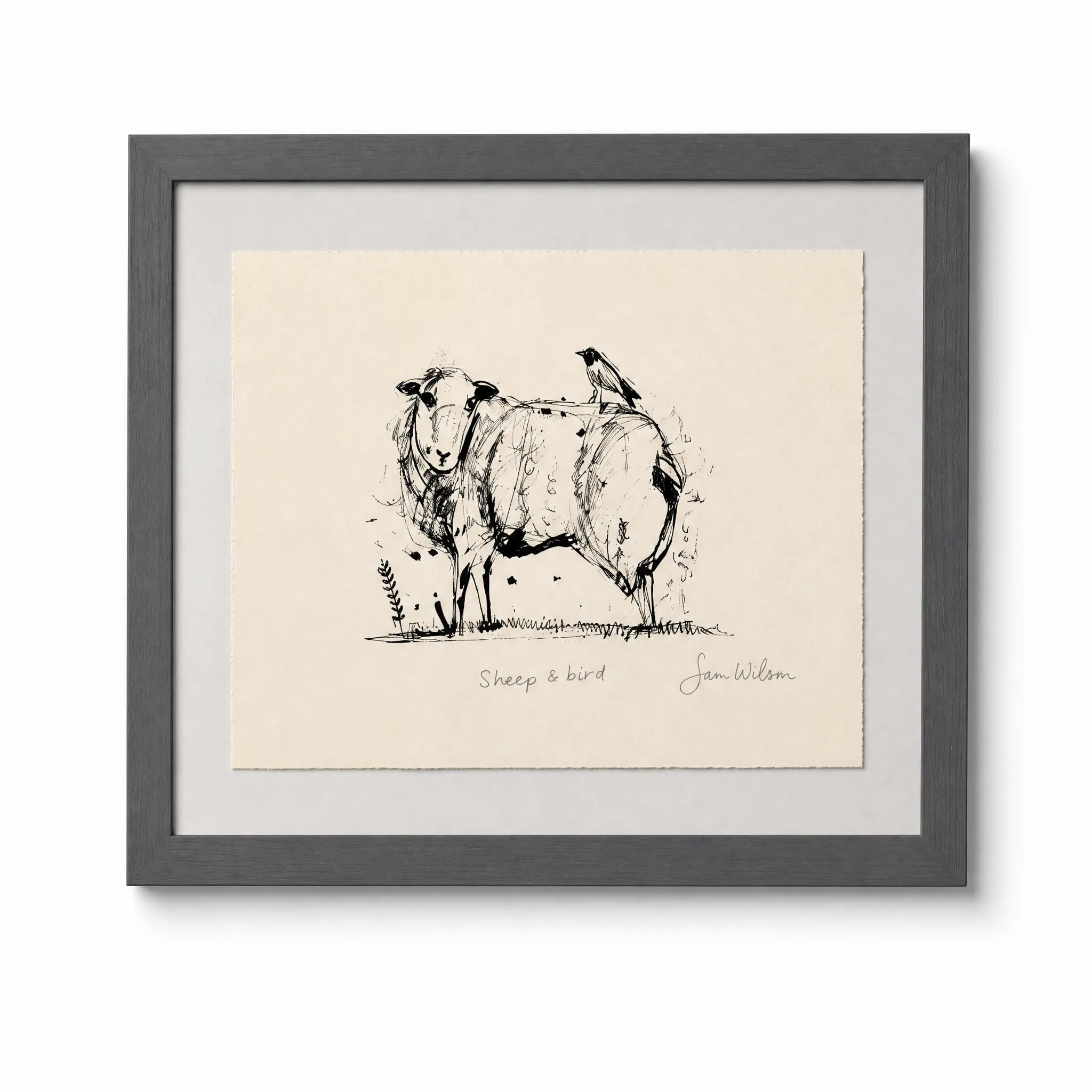 Sam Wilson Sheep and Bird Print