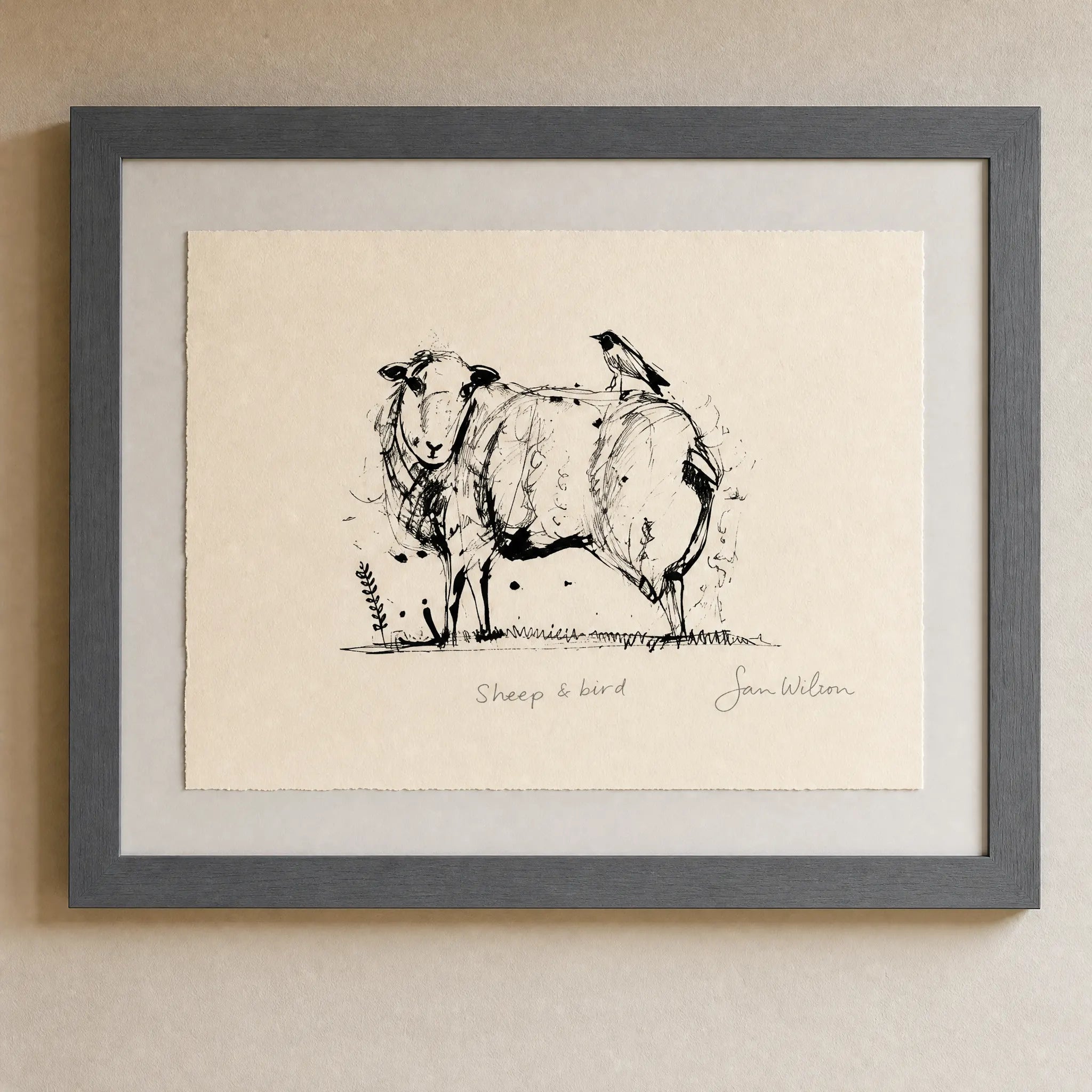 Sam Wilson Sheep and Bird Print