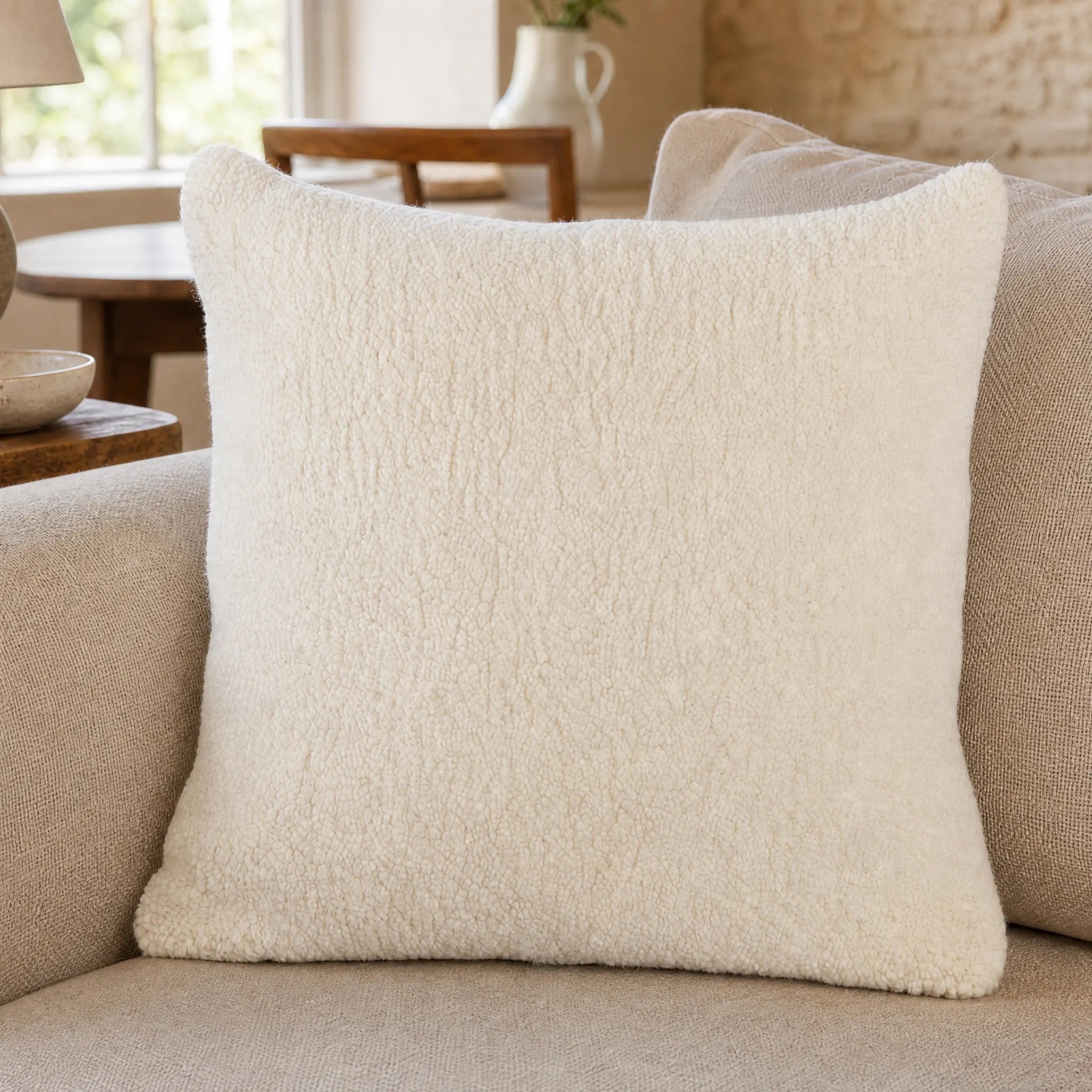 Sherpa Square Cushion - Bone