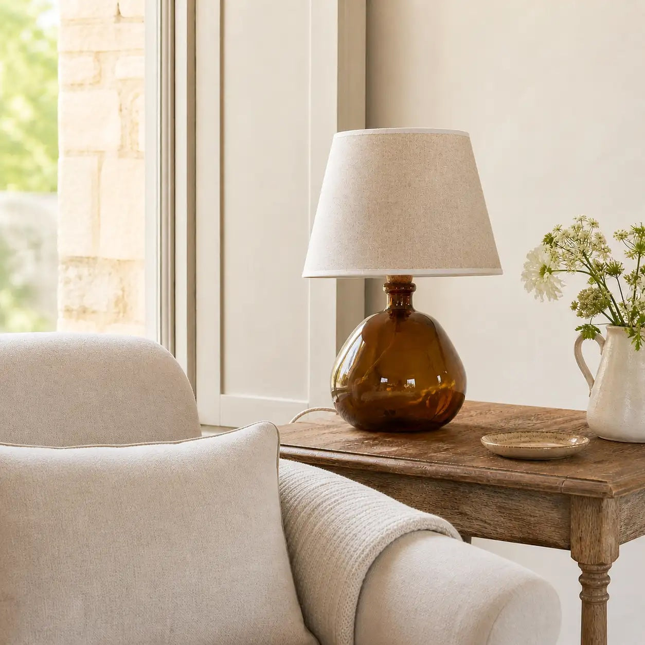 Recycled Glass Balloon Lamp - Smoke