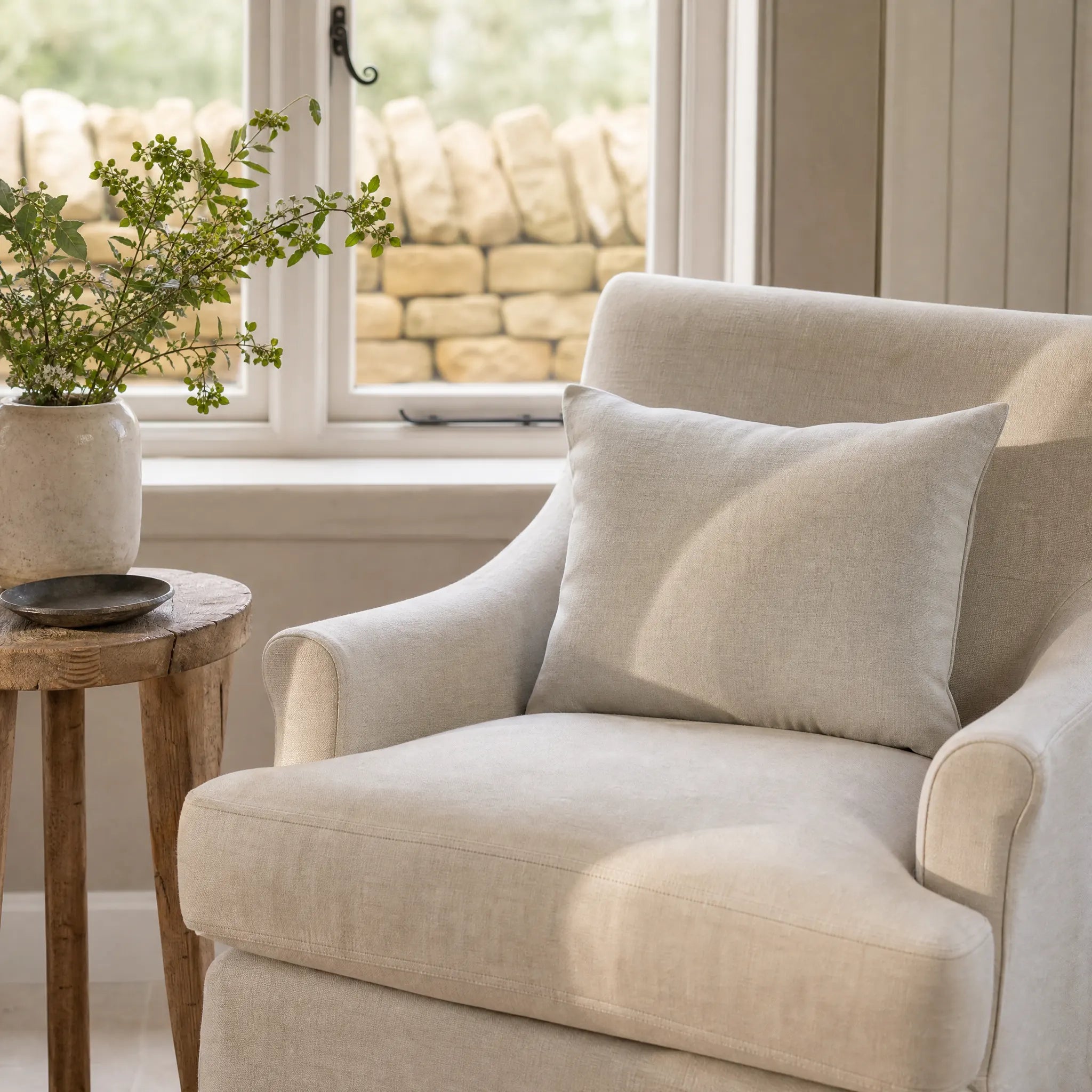Sam Wilson Stucco Fine Linen Rectangle Cushion