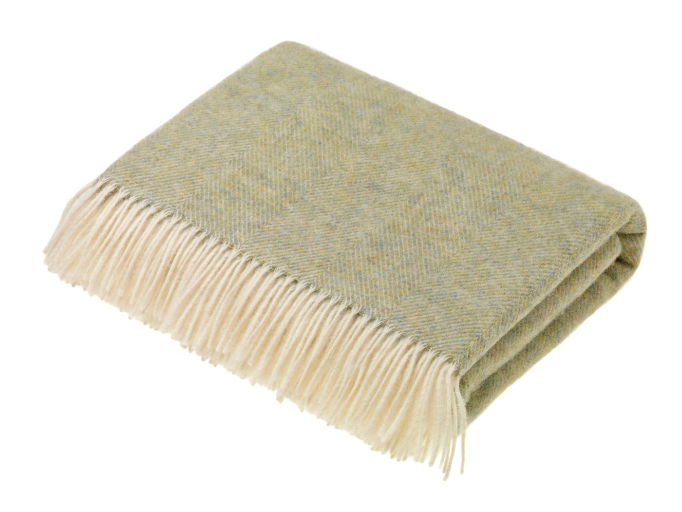 Herringbone Lambswool Throw - Light Sage