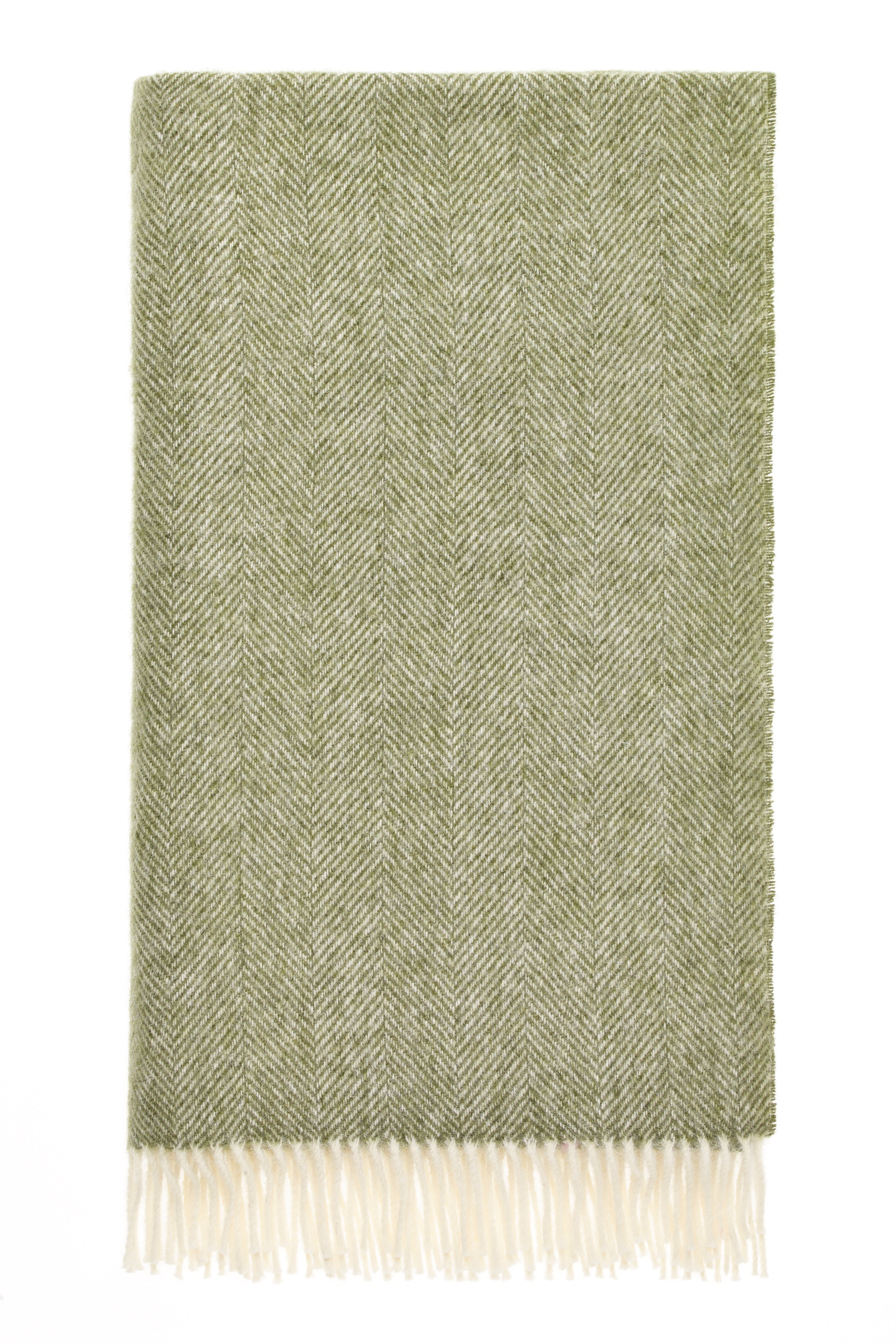 Herringbone Romney Wool Throw - Green