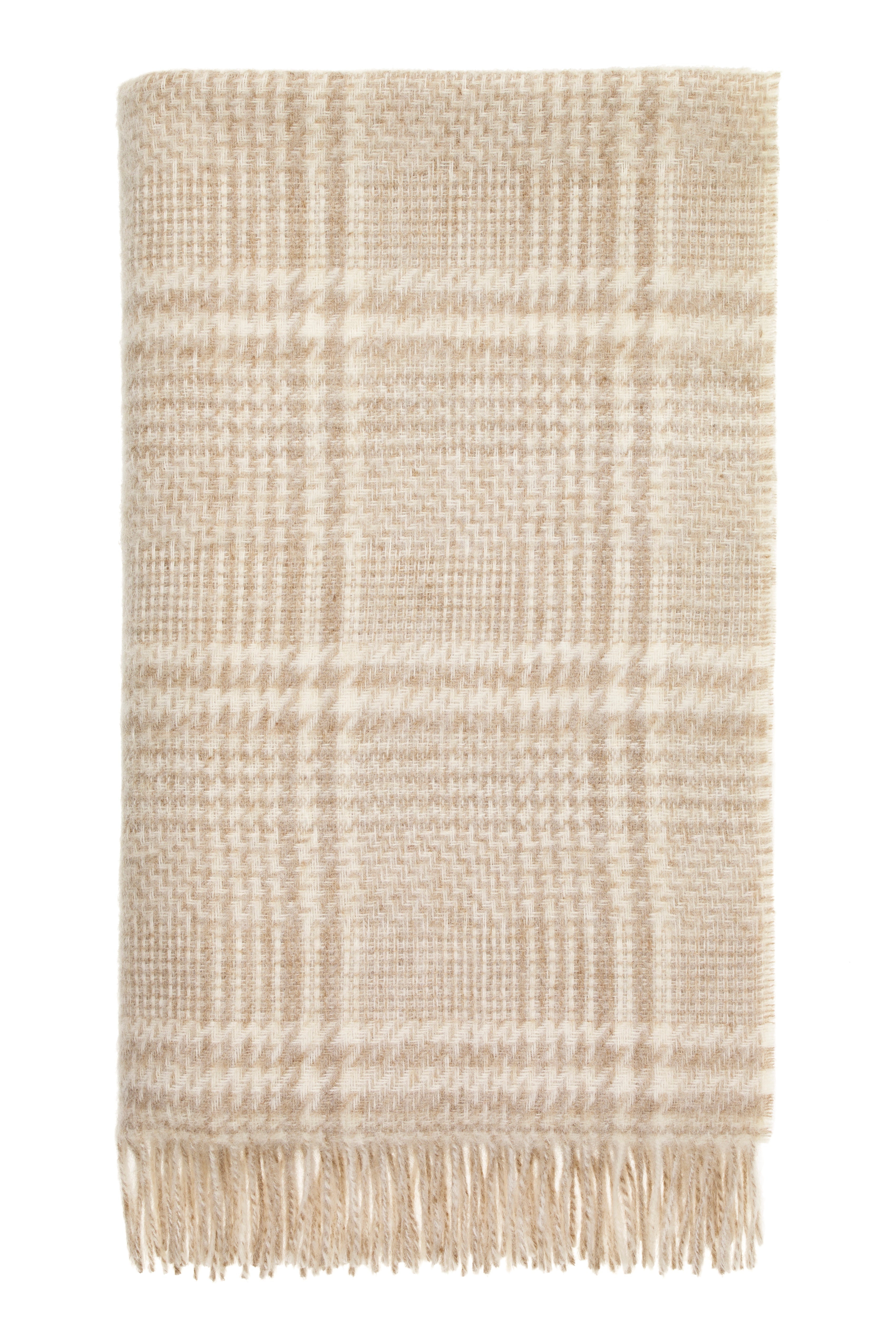 Patchwork Glen Check Throw - Ecru/Natural