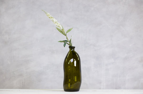 Recycled Glass Tall Vase - Olive Green