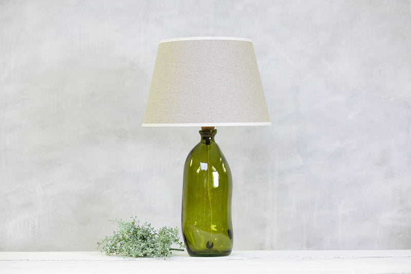 Recycled Glass Bottle Lamp - Olive Green