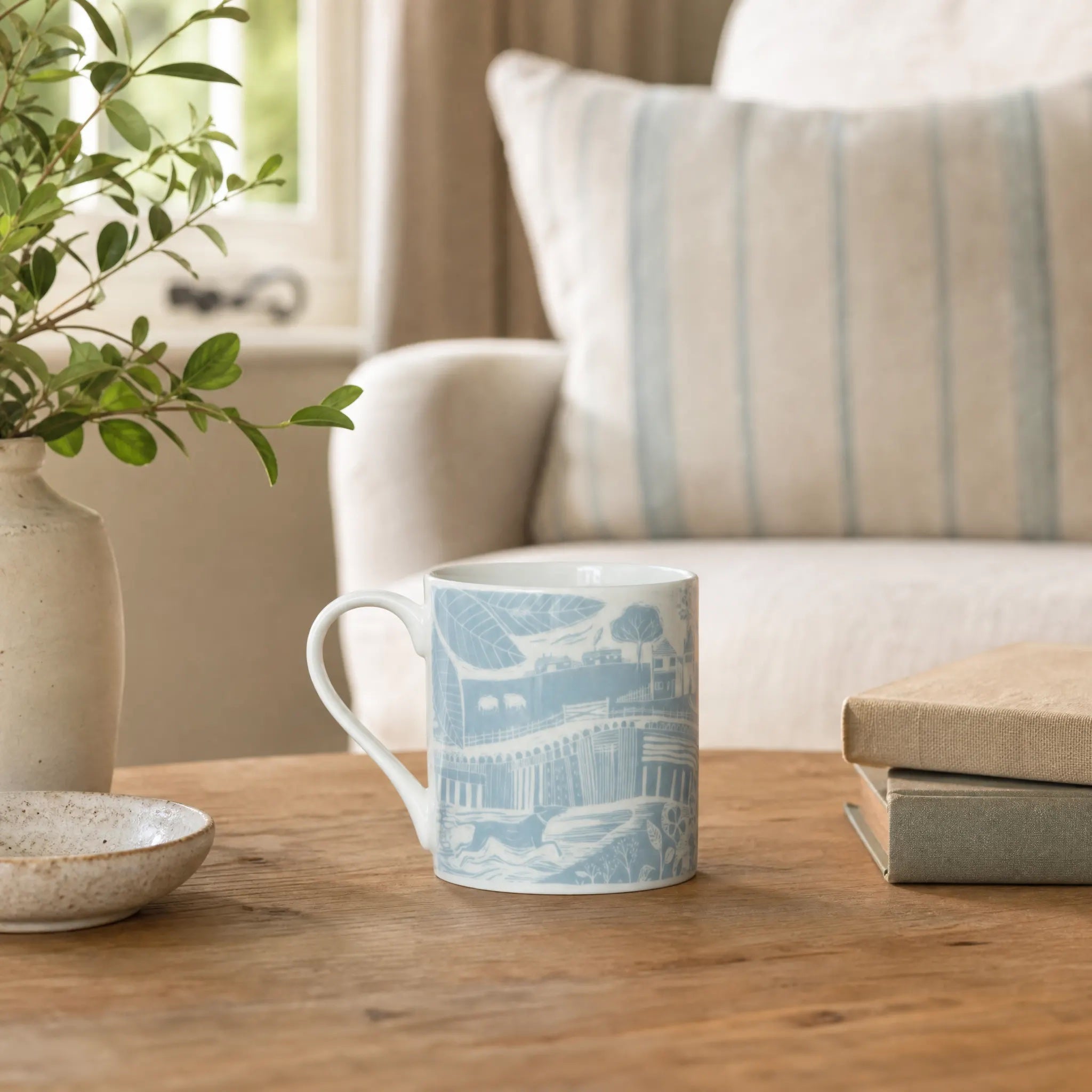 Sam Wilson Through The Fields Duck Egg Blue Mug