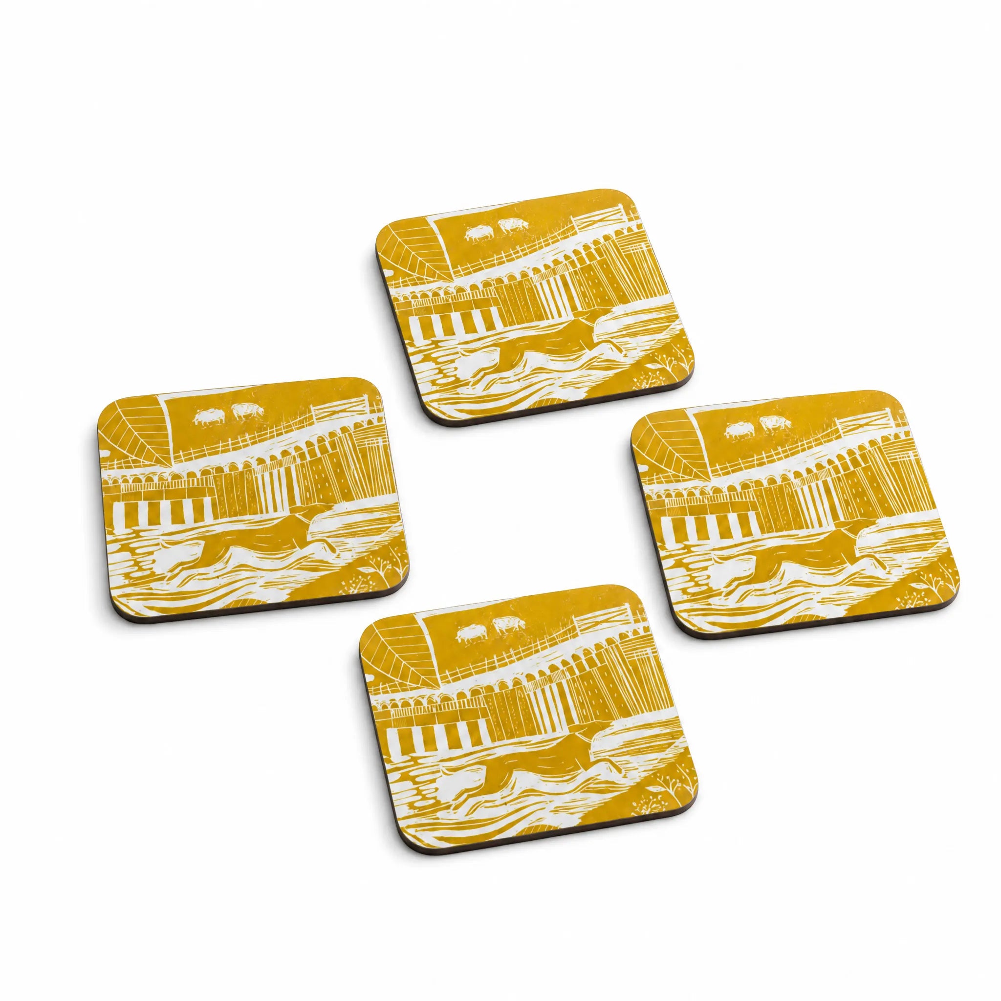 Sam Wilson Through The Fields Ochre Coasters - Set of 4