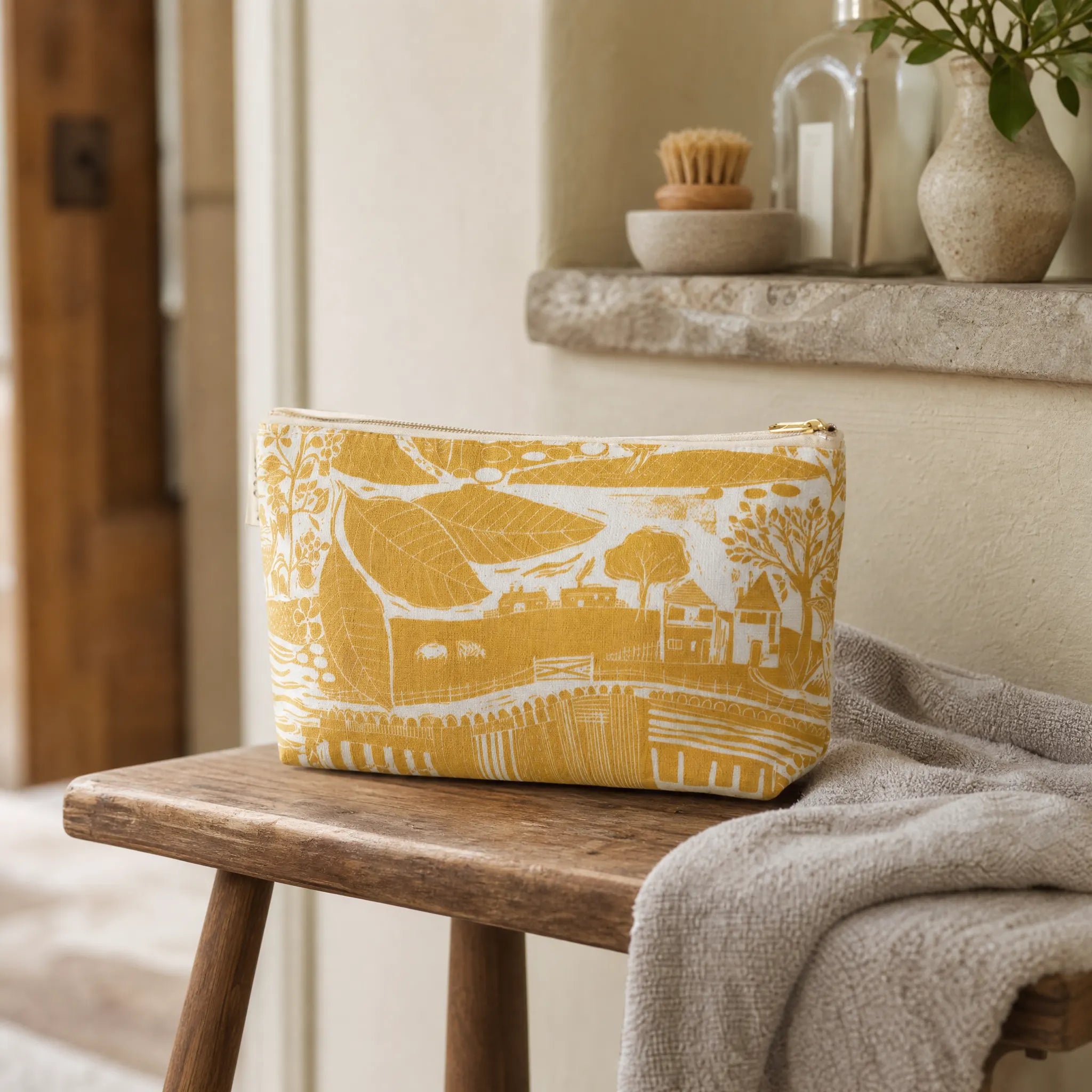 Sam Wilson Through The Fields Ochre Washbag