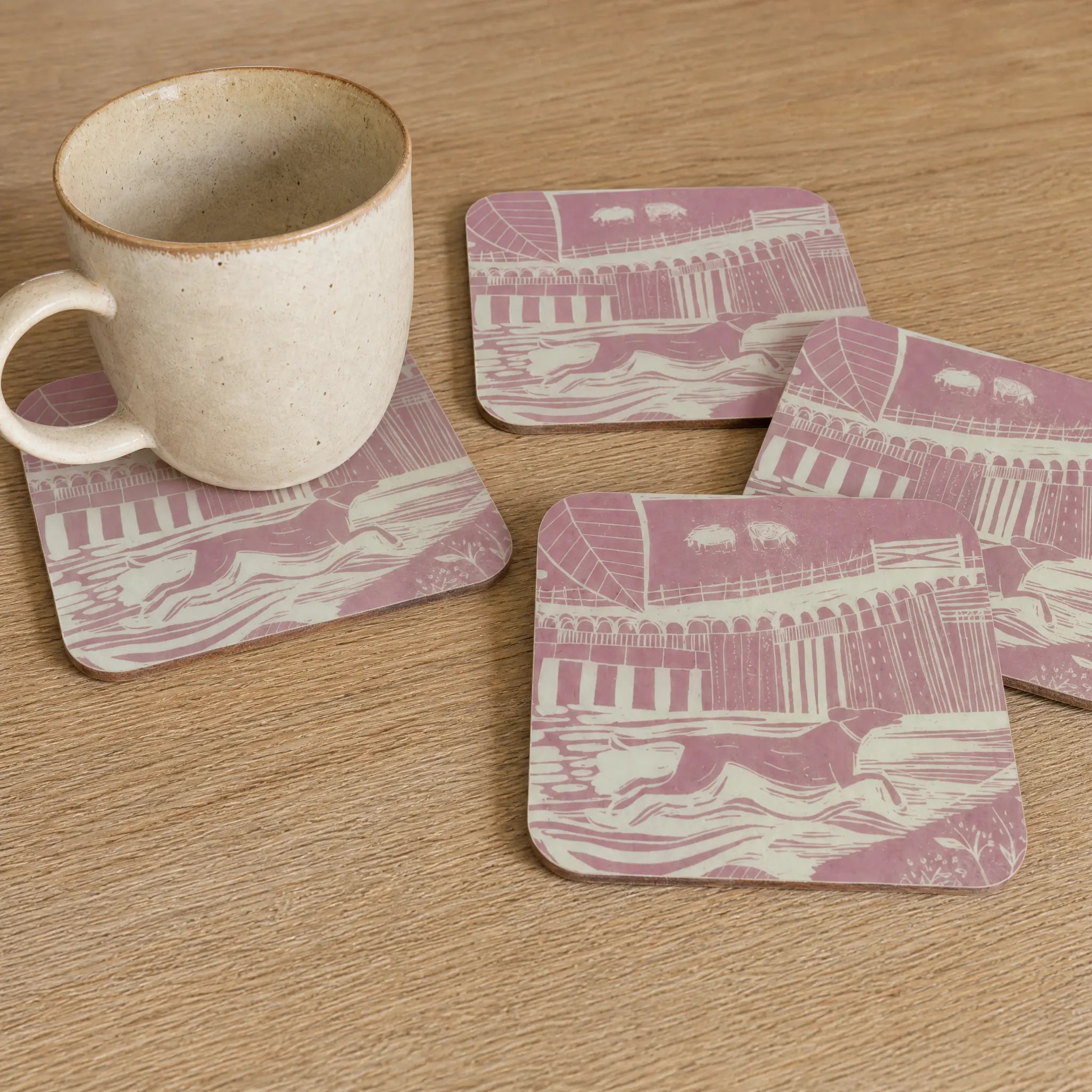 Sam Wilson Through The Fields Pink Coasters - Set of 4
