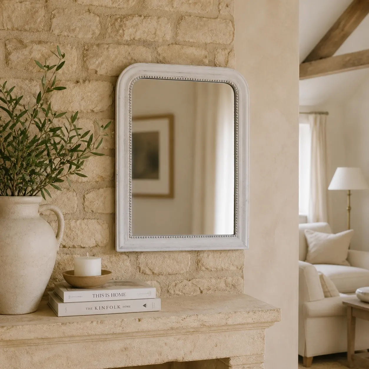 Vintage Mirror Antique White - Small
