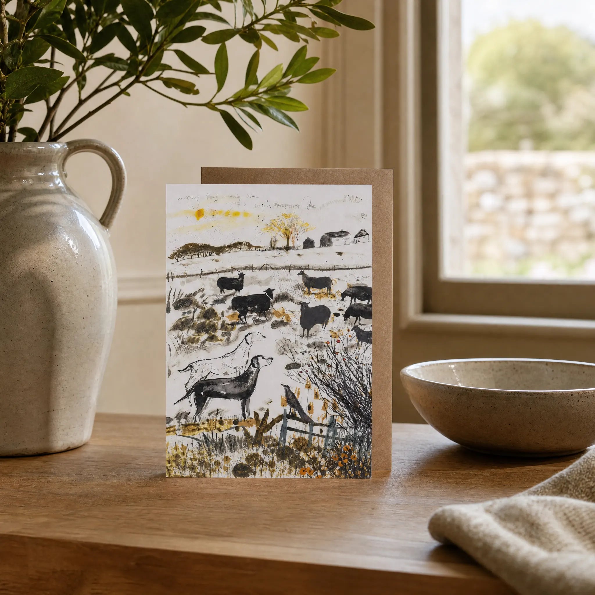 Sam Wilson Watching Sheep Greetings Card
