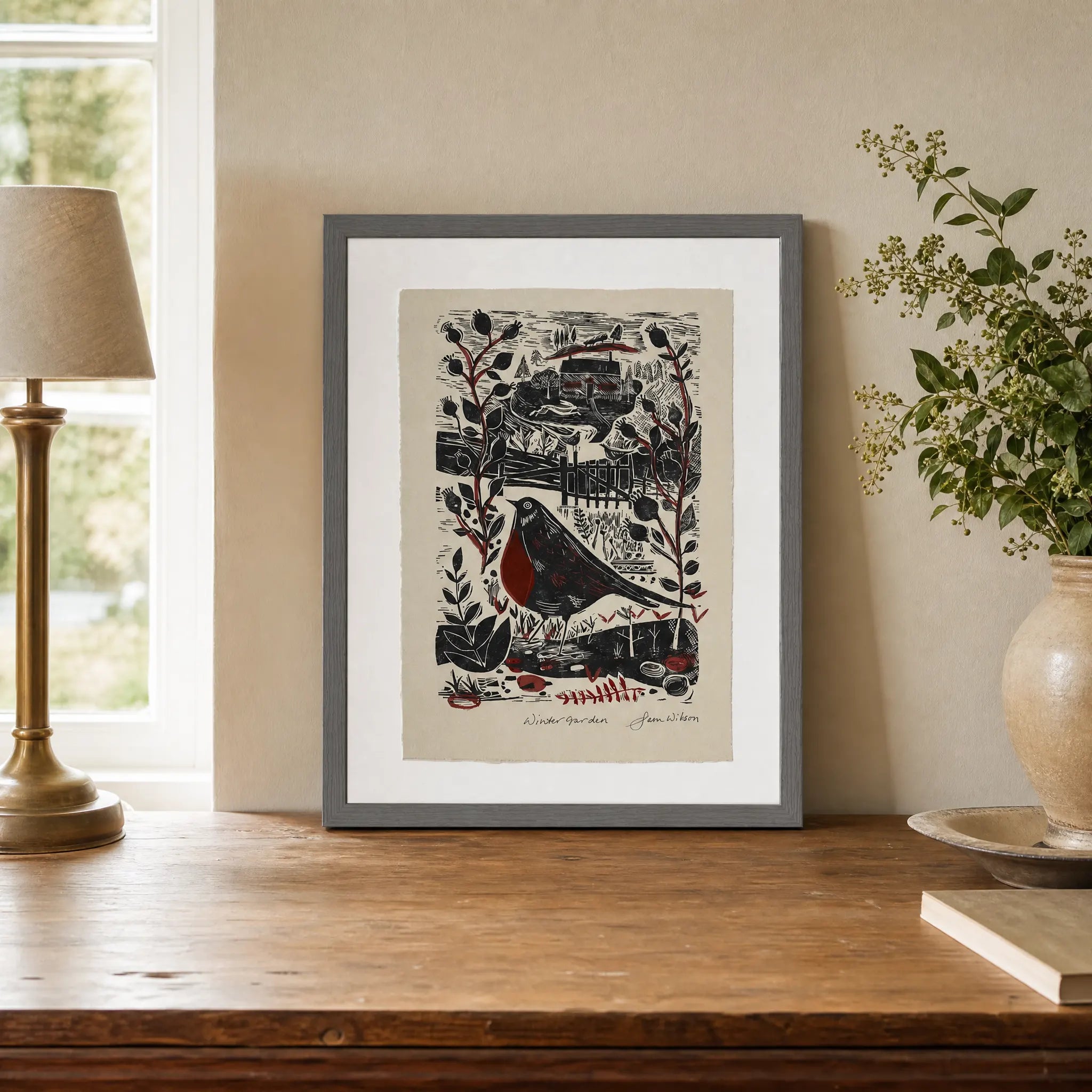 Sam Wilson Winter Garden Bird Print