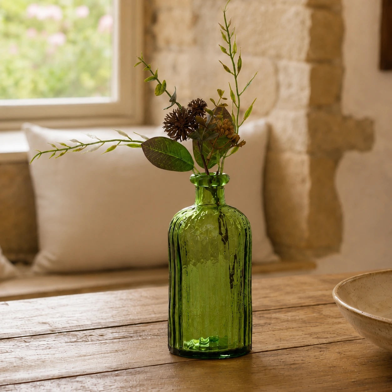 Recycled Glass Ripple Vase - Apple Green