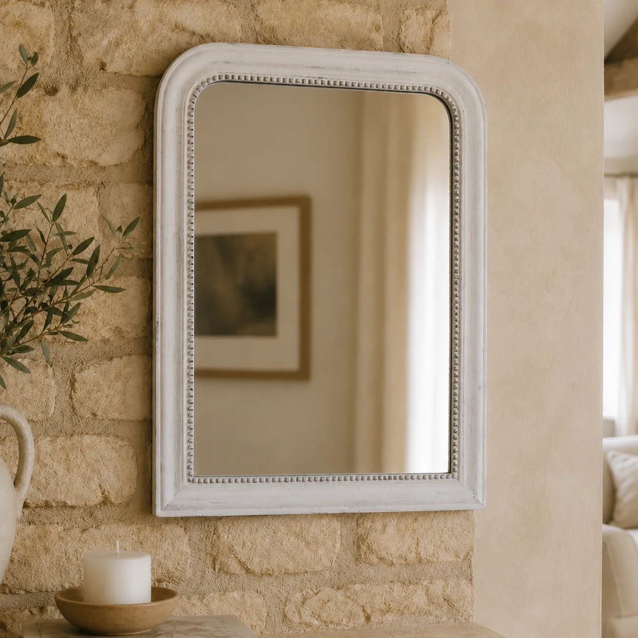 Vintage Mirror Antique White - Small