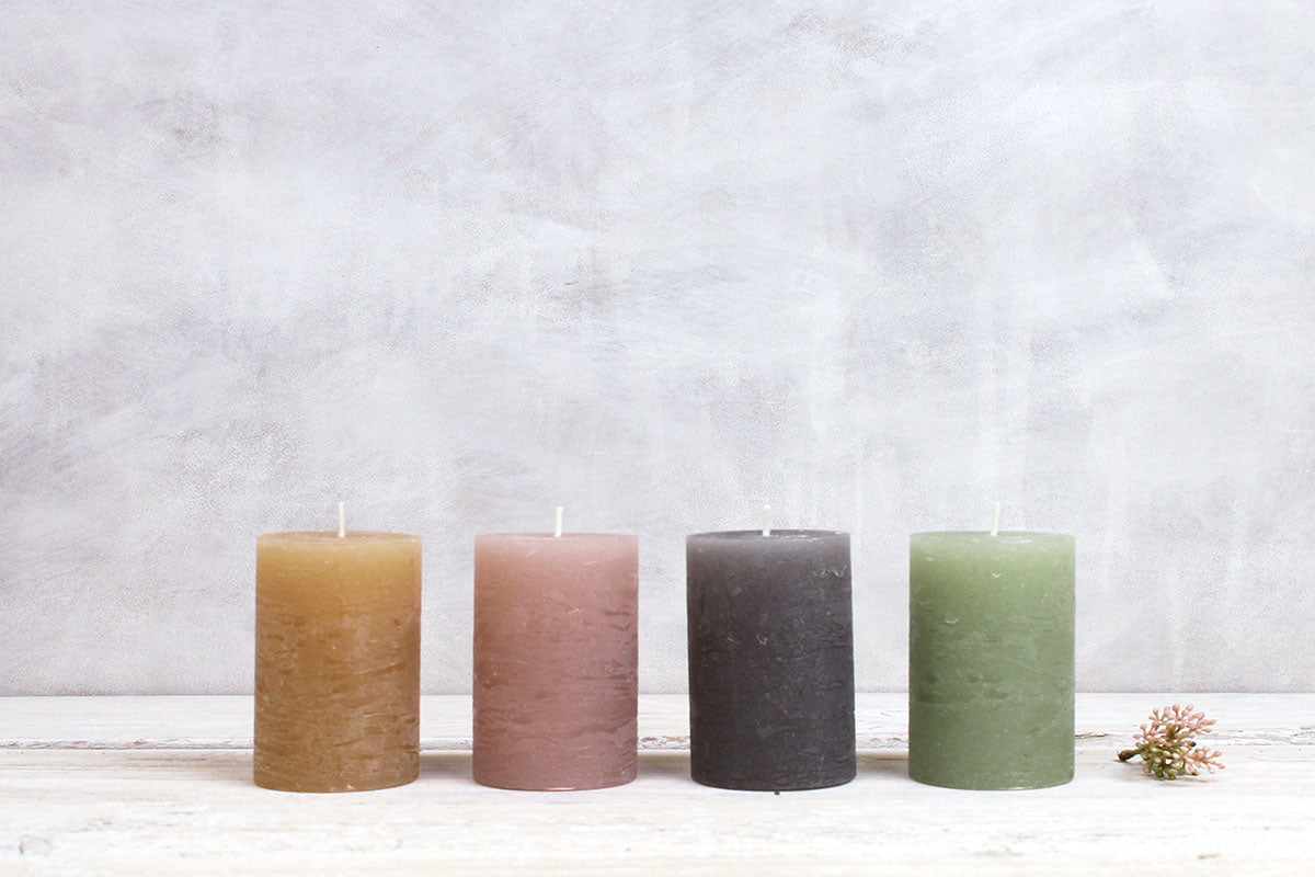 Rustic Pillar Candle - French Grey
