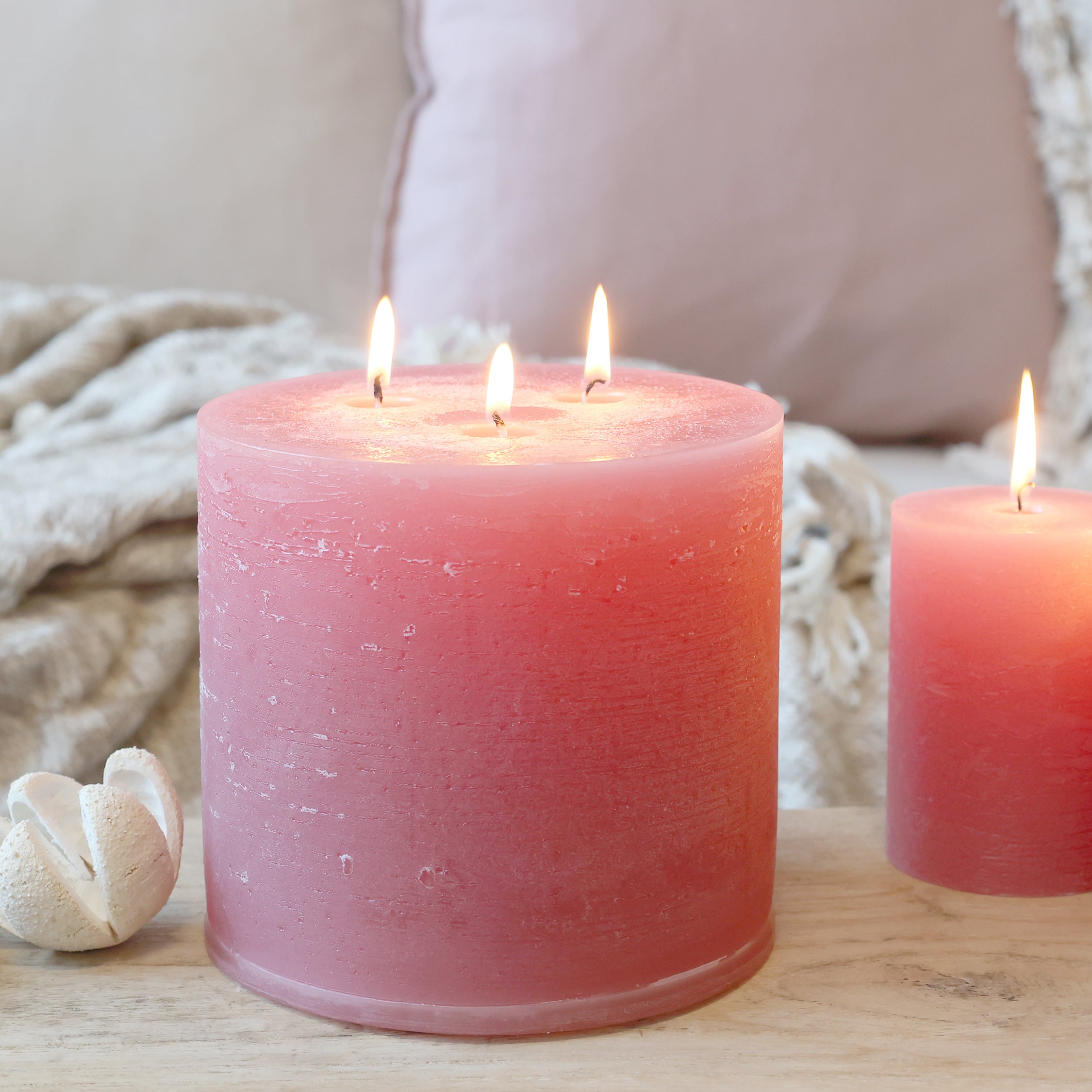 Rustic Pillar Candle - Raspberry
