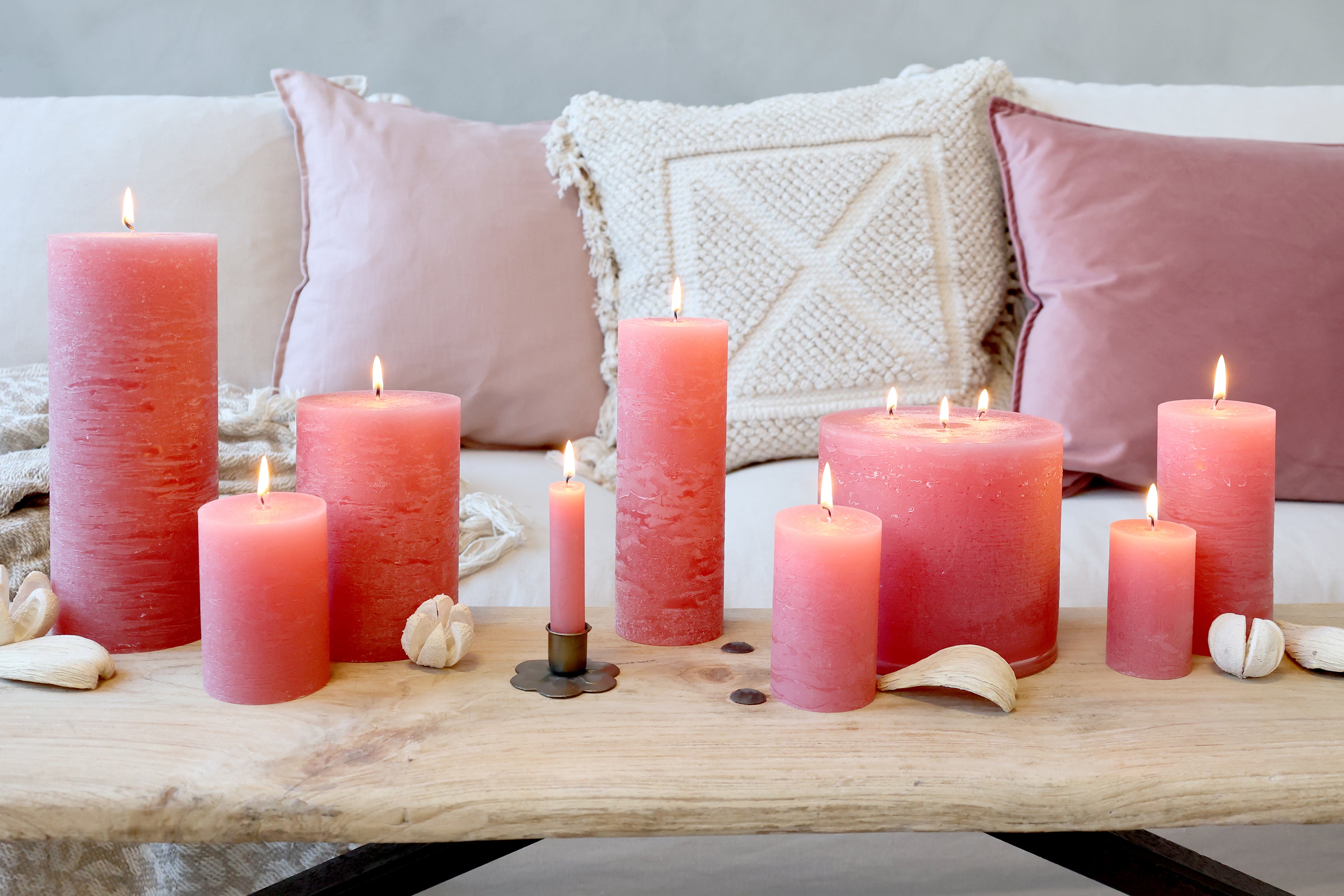 Rustic Pillar Candle - Raspberry