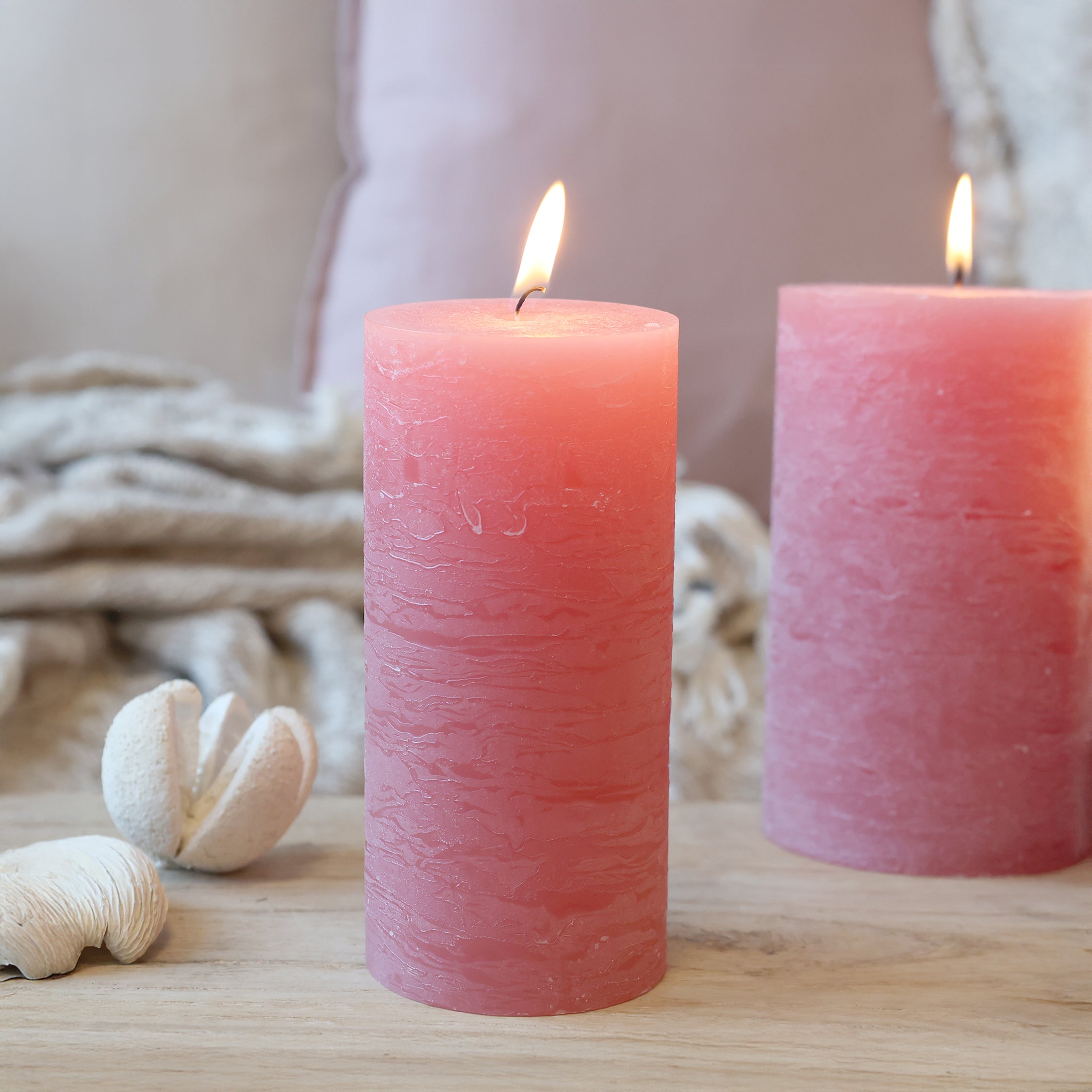Rustic Pillar Candle - Raspberry