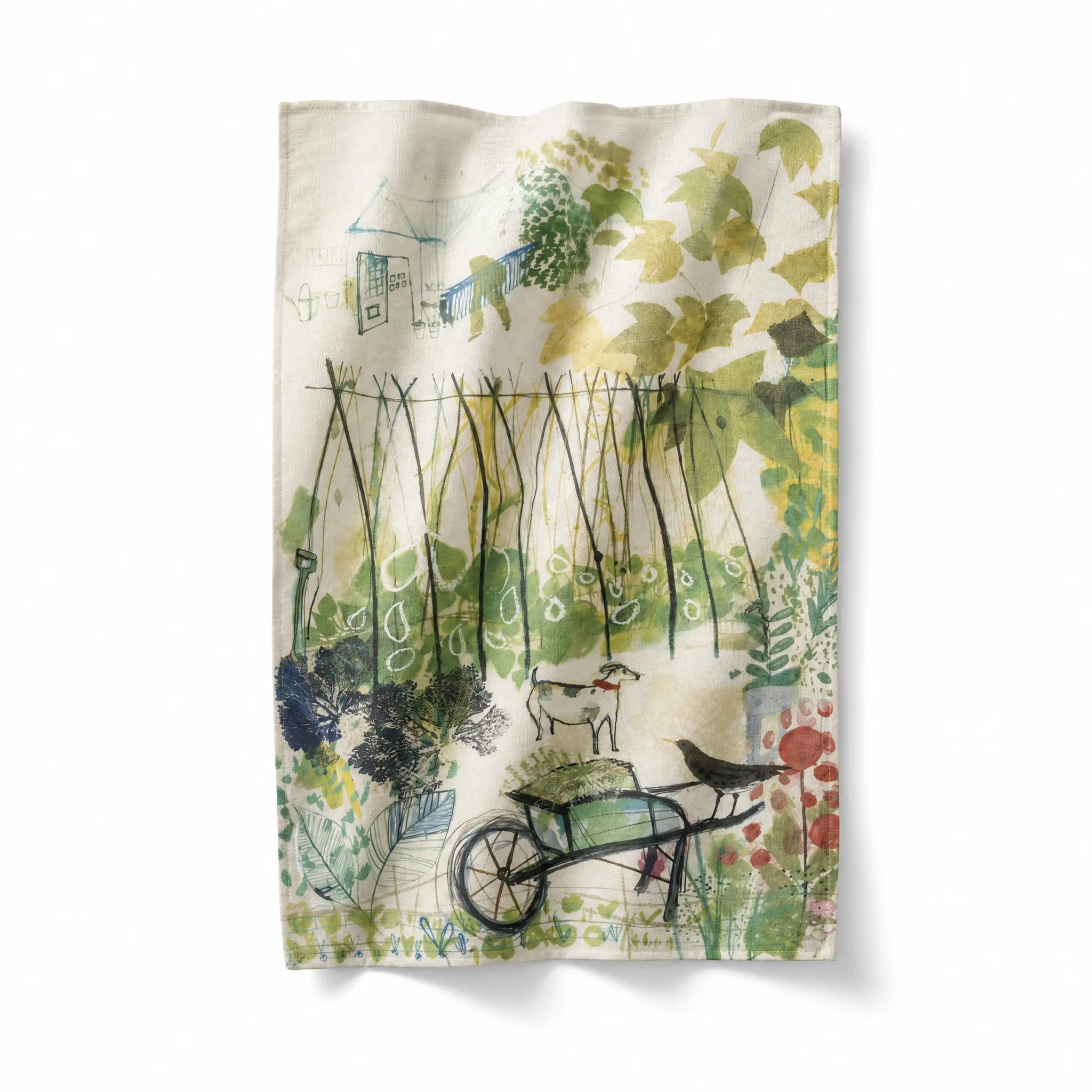 Sam Wilson Dog and Blackbird Tea Towel