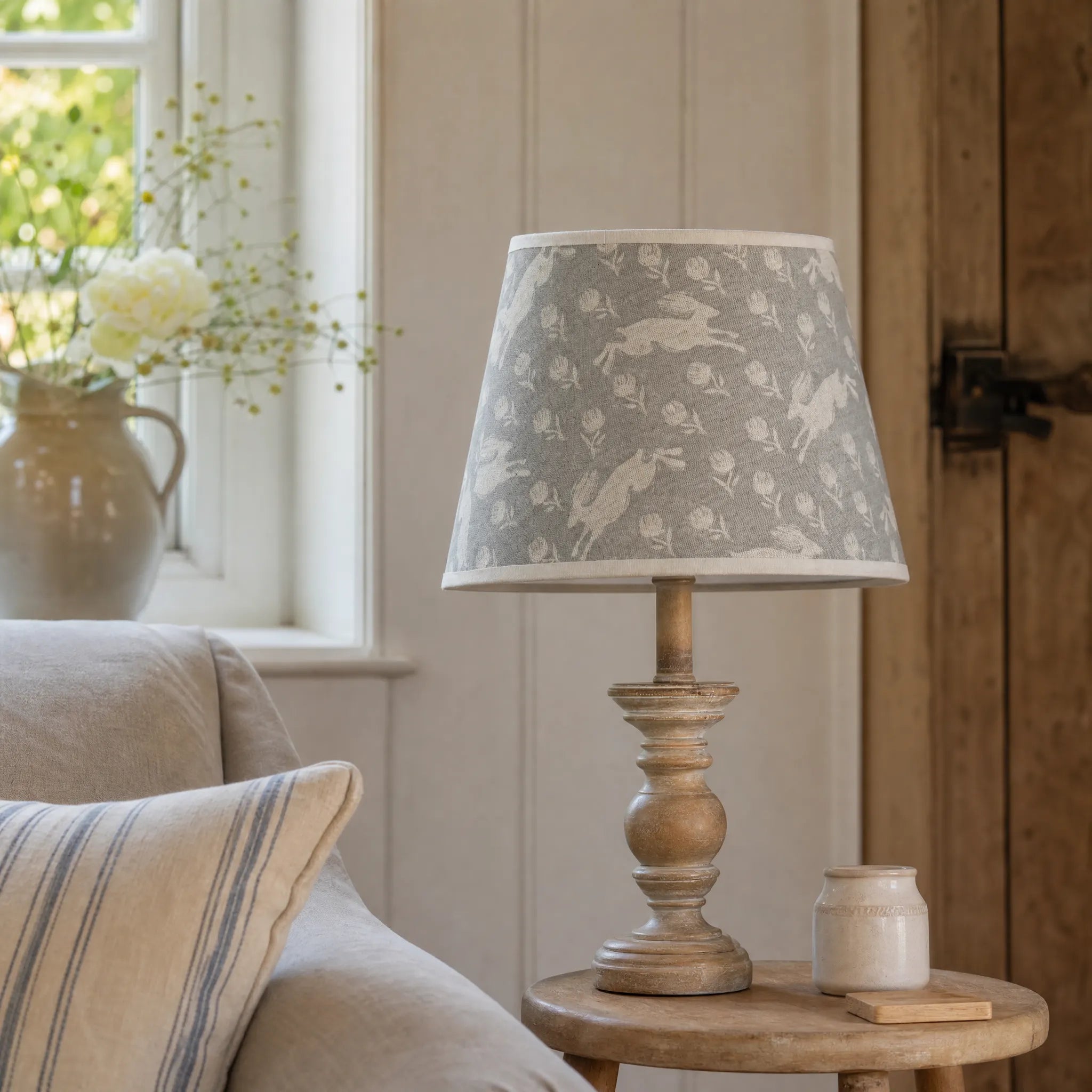 Running Hare (White on Grey) Lampshade