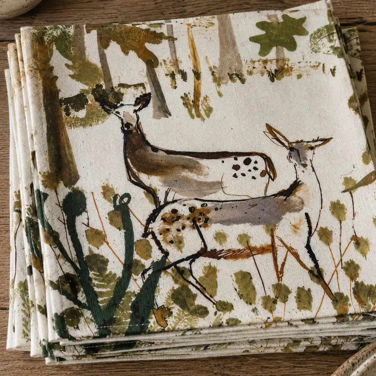 Sam Wilson Pheasant and Deer Napkins - Set of 4 - Zoomed