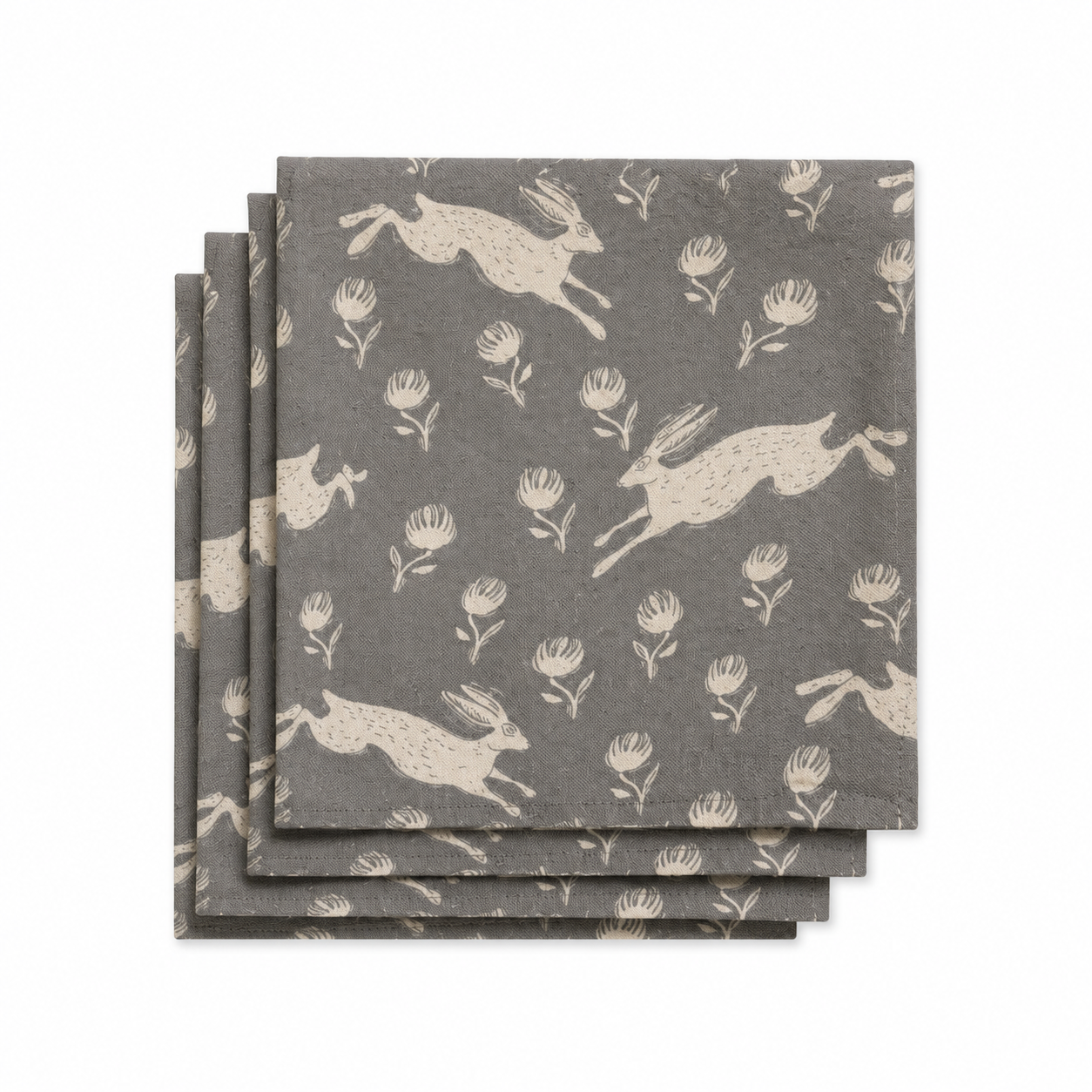 Sam Wilson Running Hare Grey Napkins Set of 4 - Studio