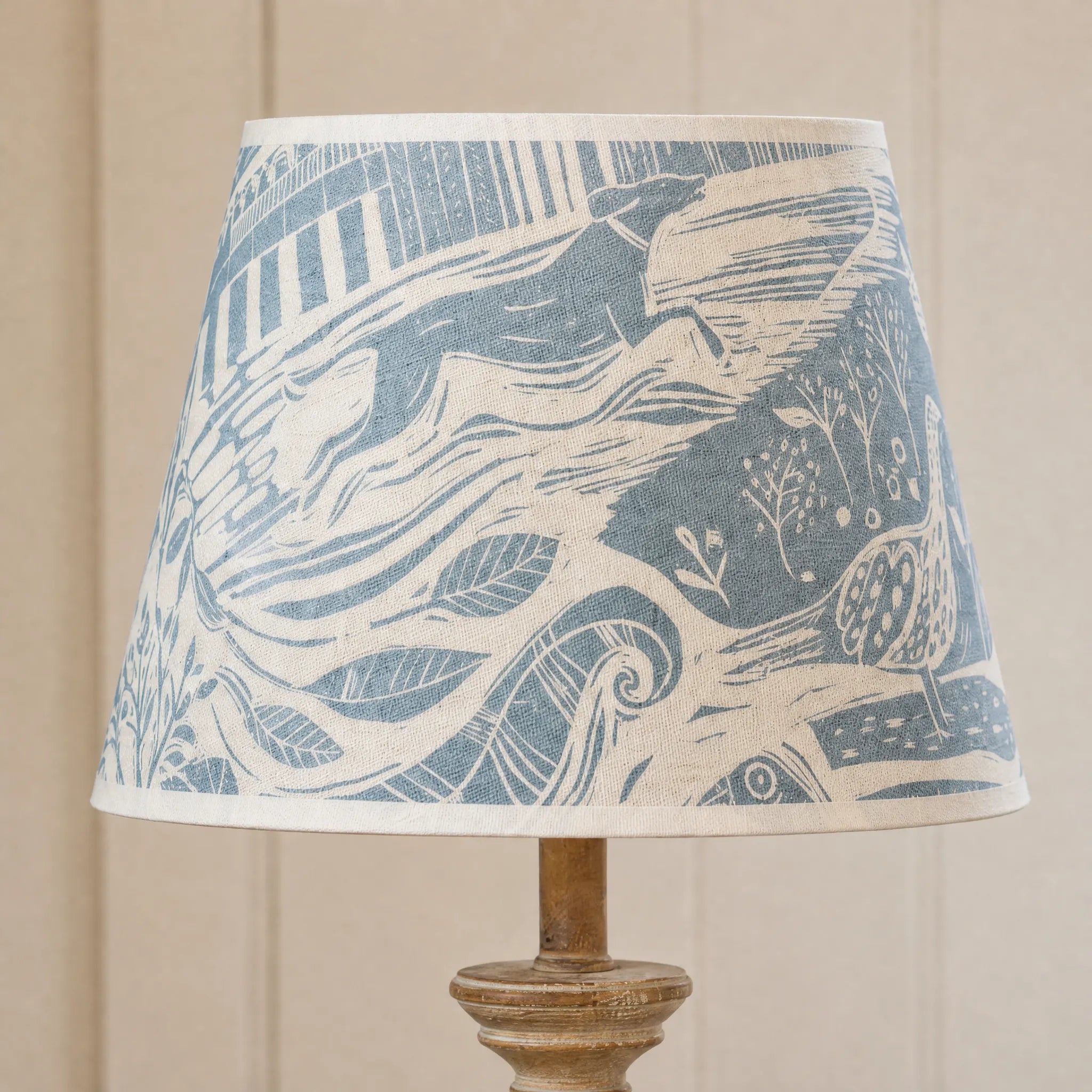 Blue Through The Fields On White Linen - lampshade