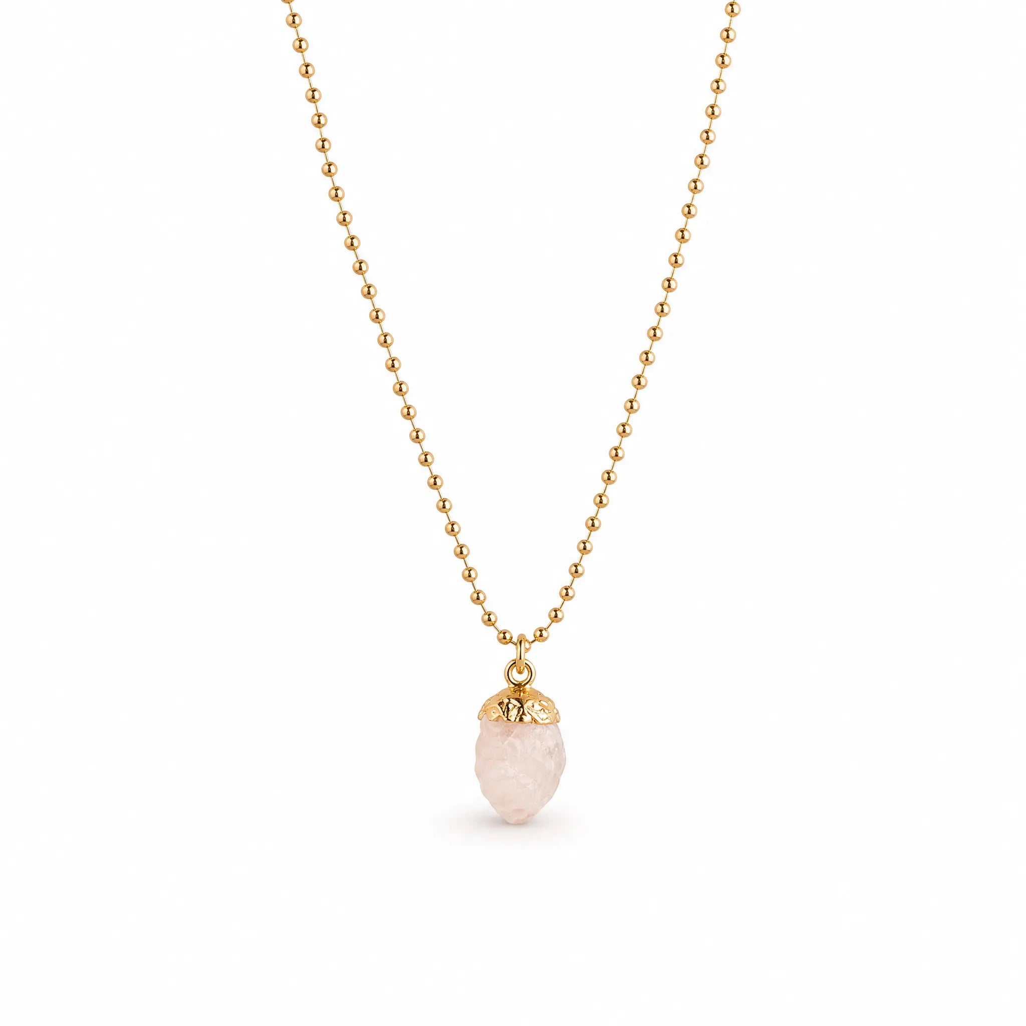 Hadari Rose Quartz Necklace - Gold