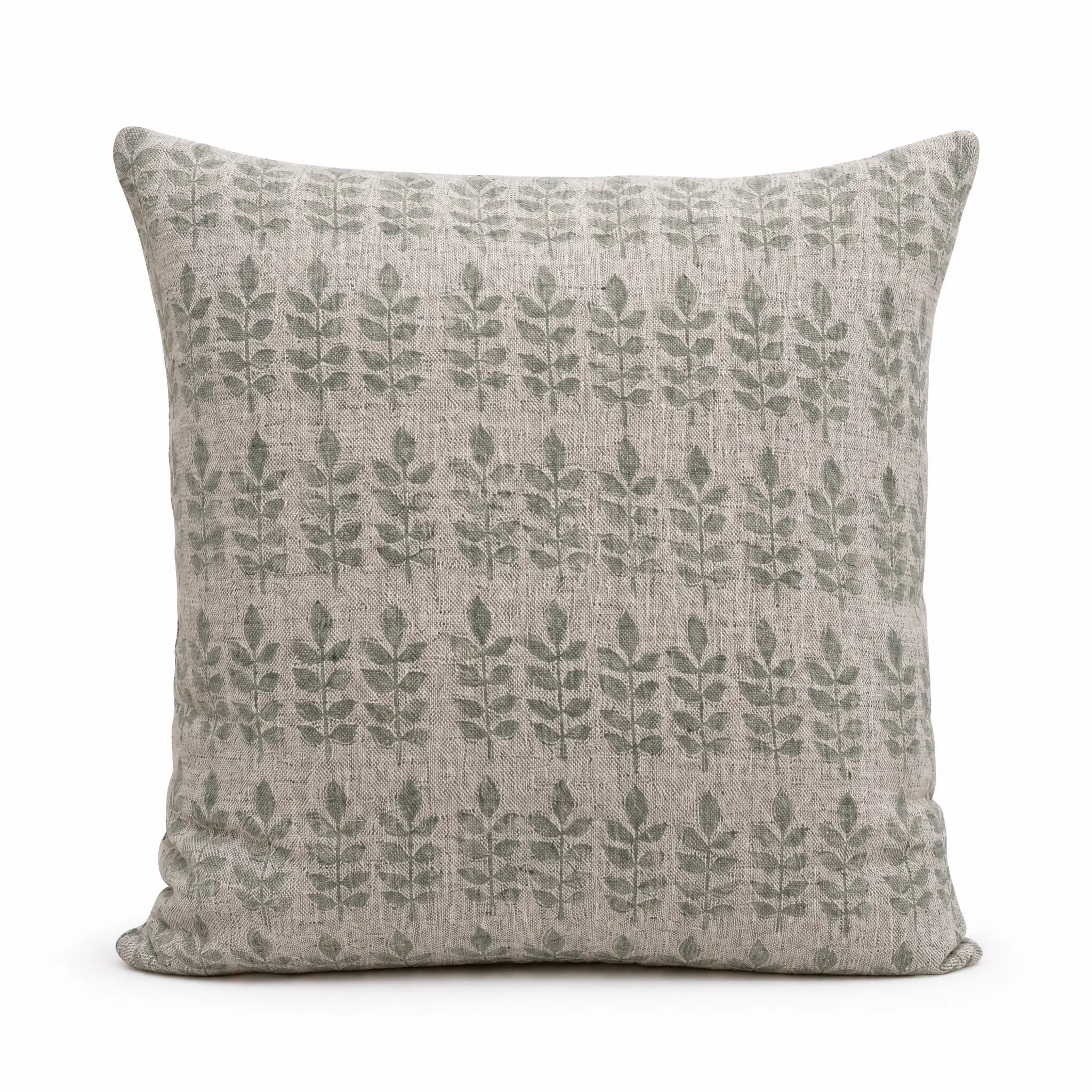 Sam Wilson Sage Green Leaf Square Linen Cushion