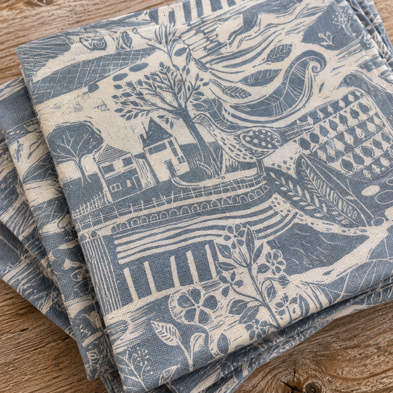 Sam Wilson Through The Fields Duck Egg Blue Napkins Set of 4 - Zoomed