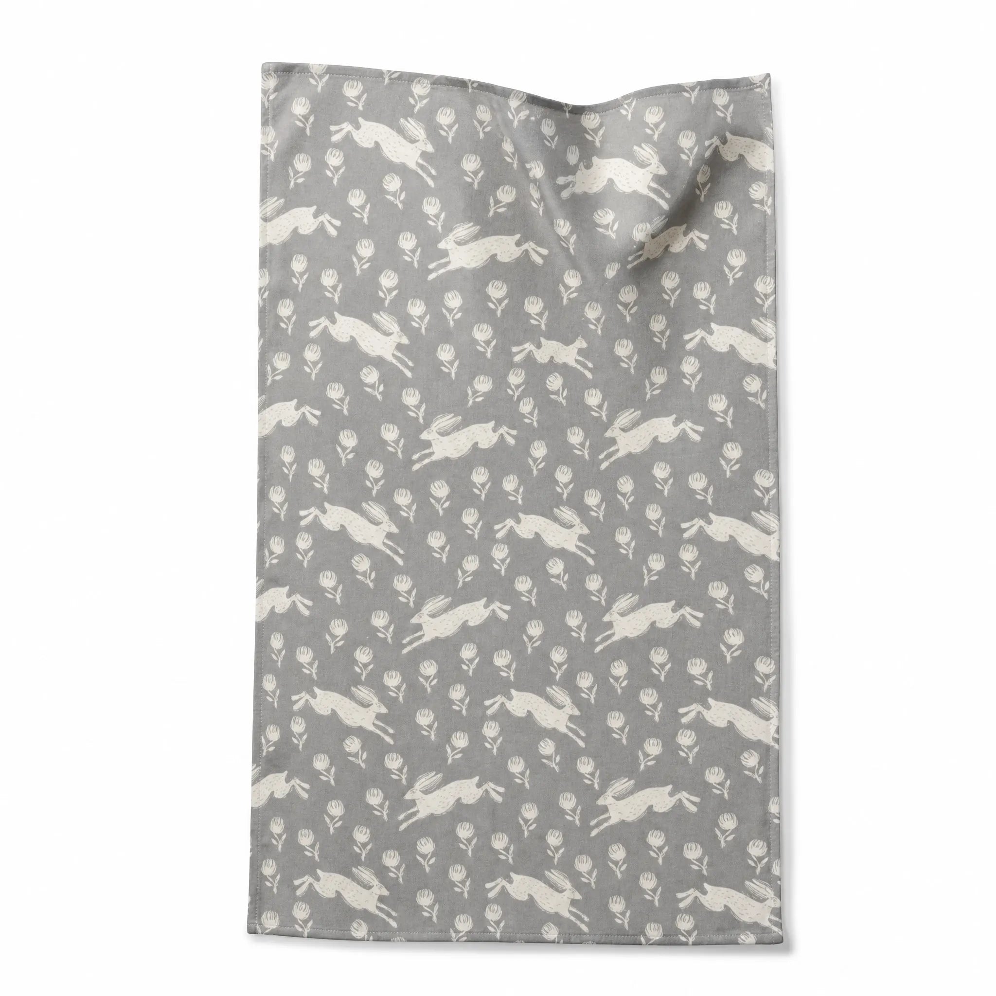 Sam Wilson Running Hare Grey Pattern Tea Towel