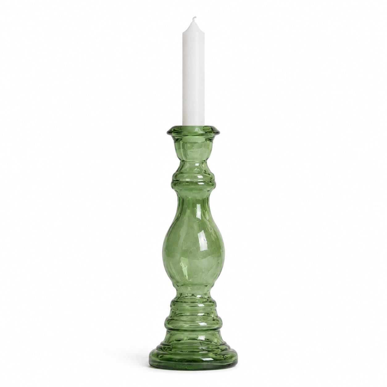 Recycled Glass Candlestick - Juniper Green
