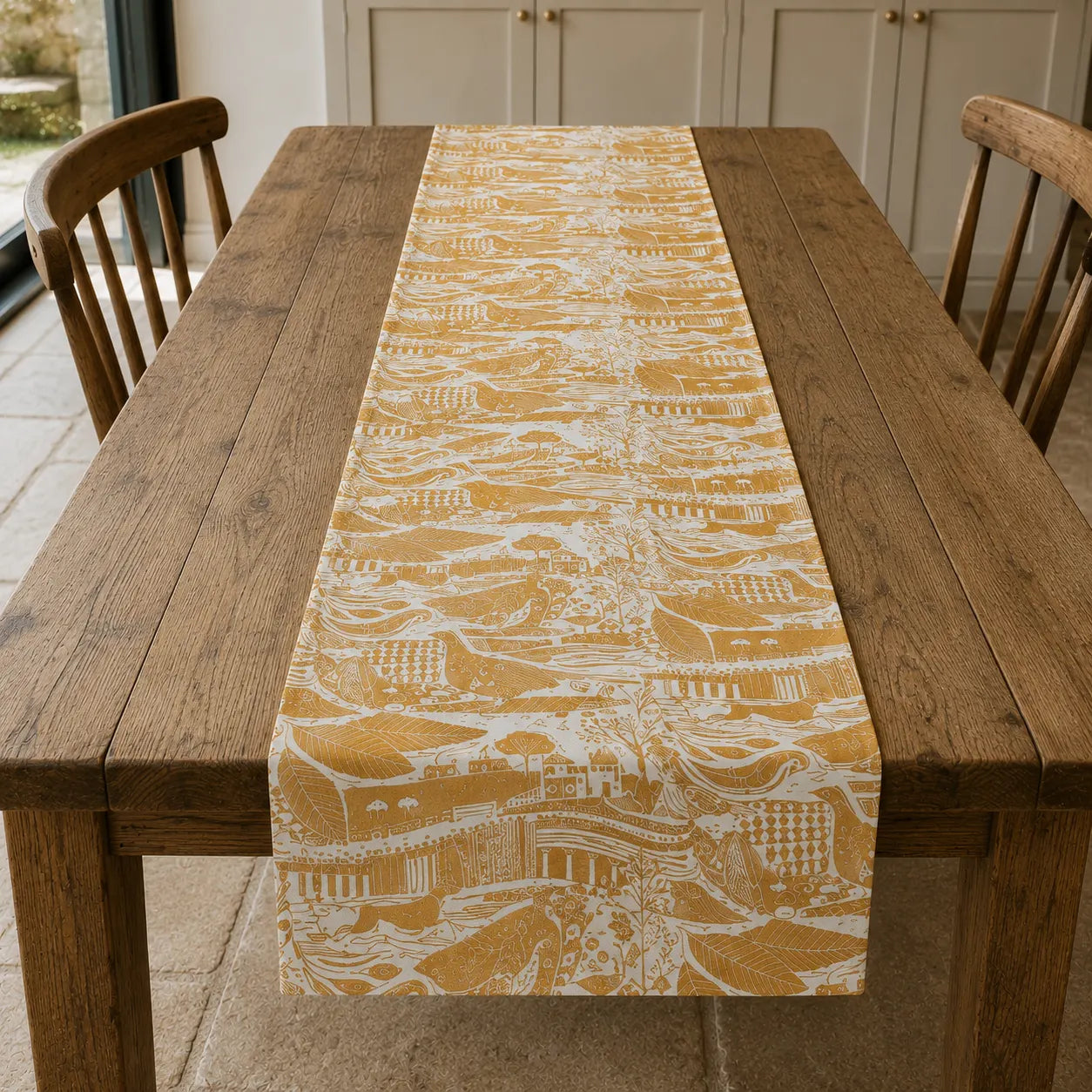 Through the Fields Ochre Table Runner - Zoomed