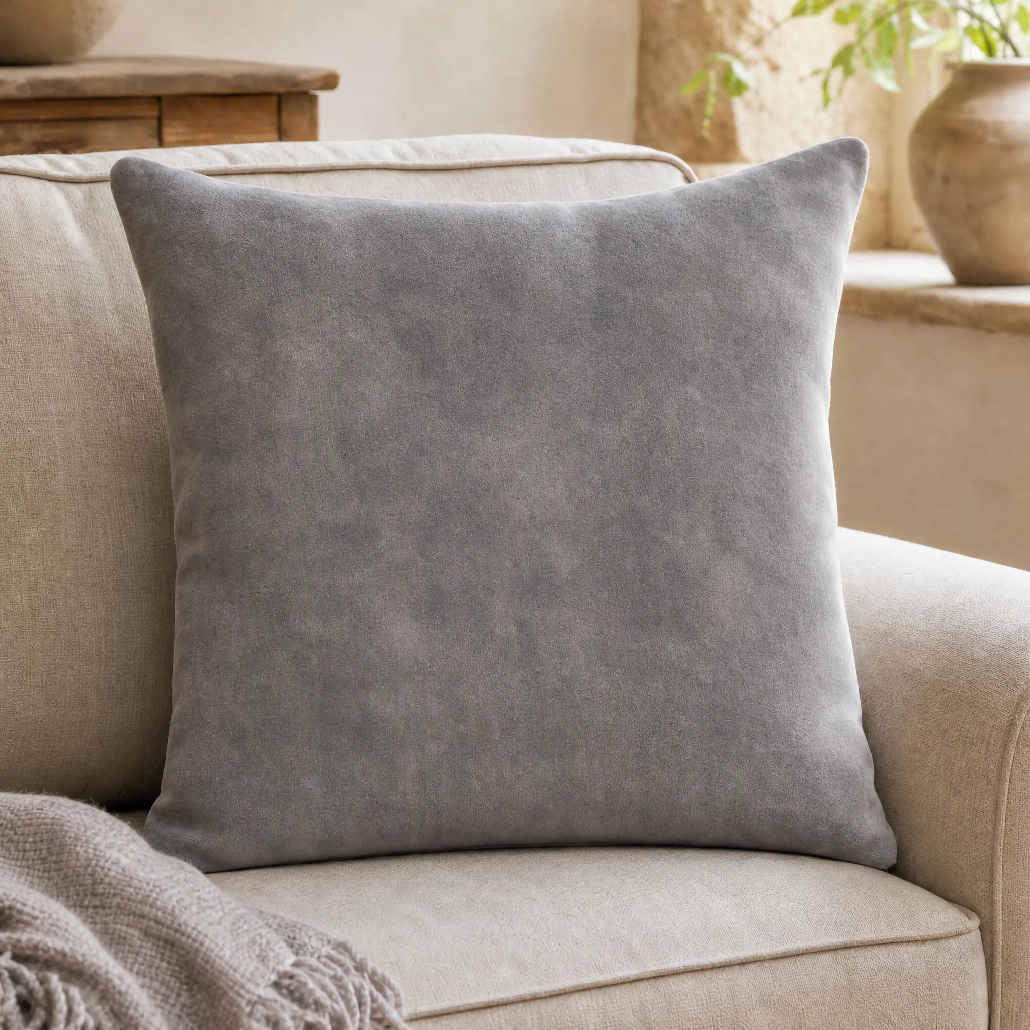 Sam Wilson Marble Velvet with Natural Linen back Cushion