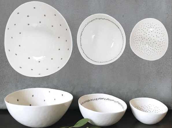 Set of 3 Bowls - Stars, Dashes & Dots