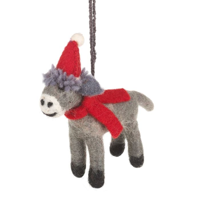 Handmade Felt Christmas Donkey Hanging Decoration