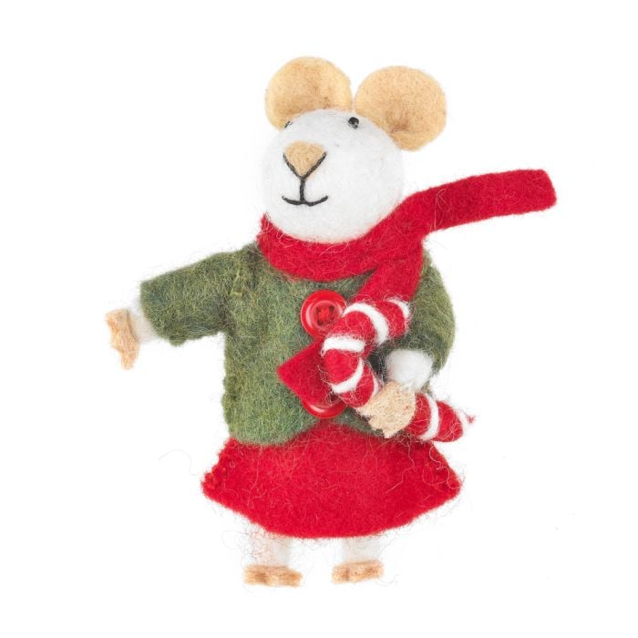 Handmade Felt Christmas Mouse Hanging Decoration