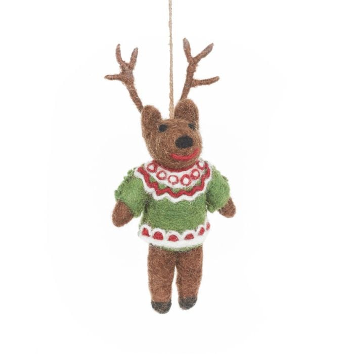 Handmade Felt Retro Reindeer Hanging Decoration