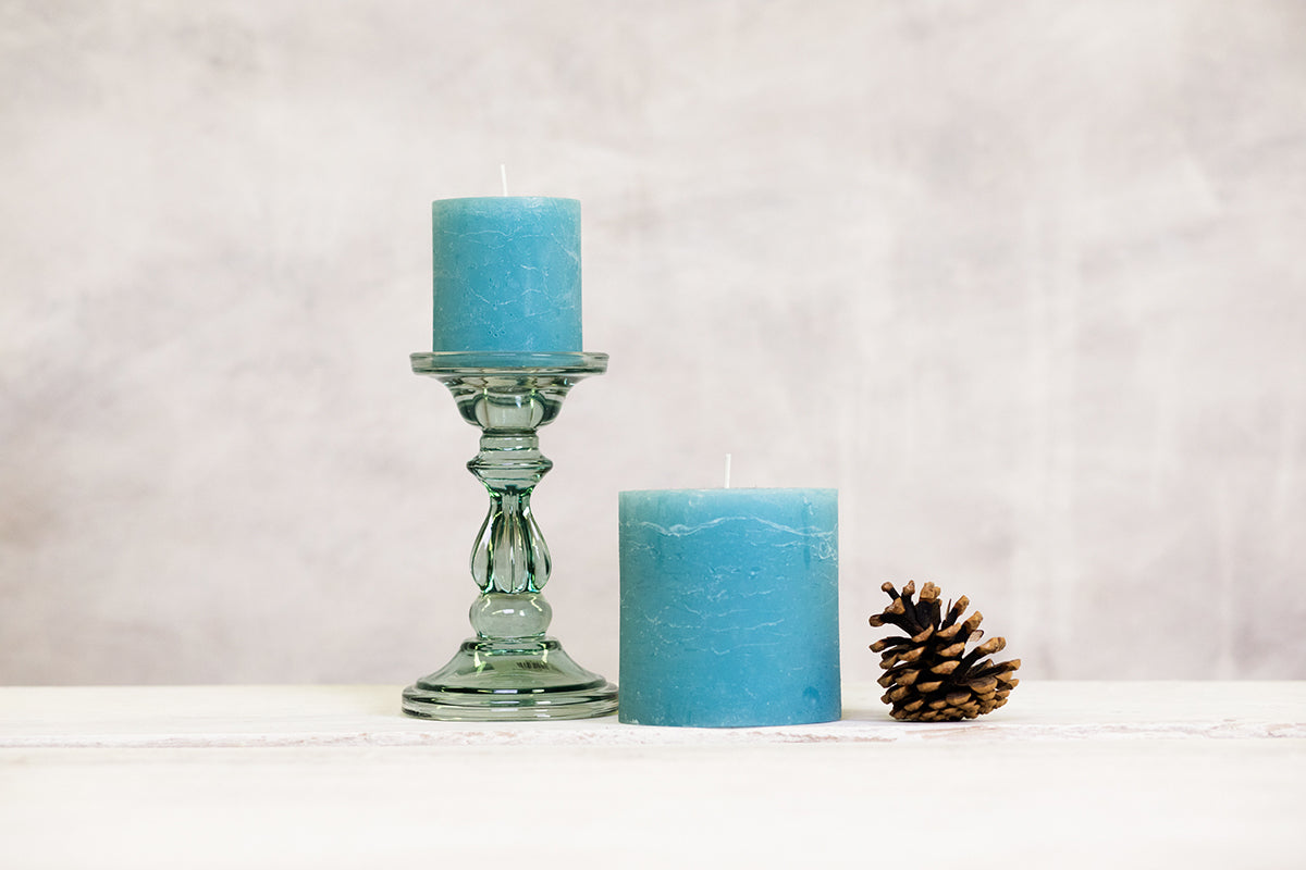 Rustic Pillar Candles - Blue