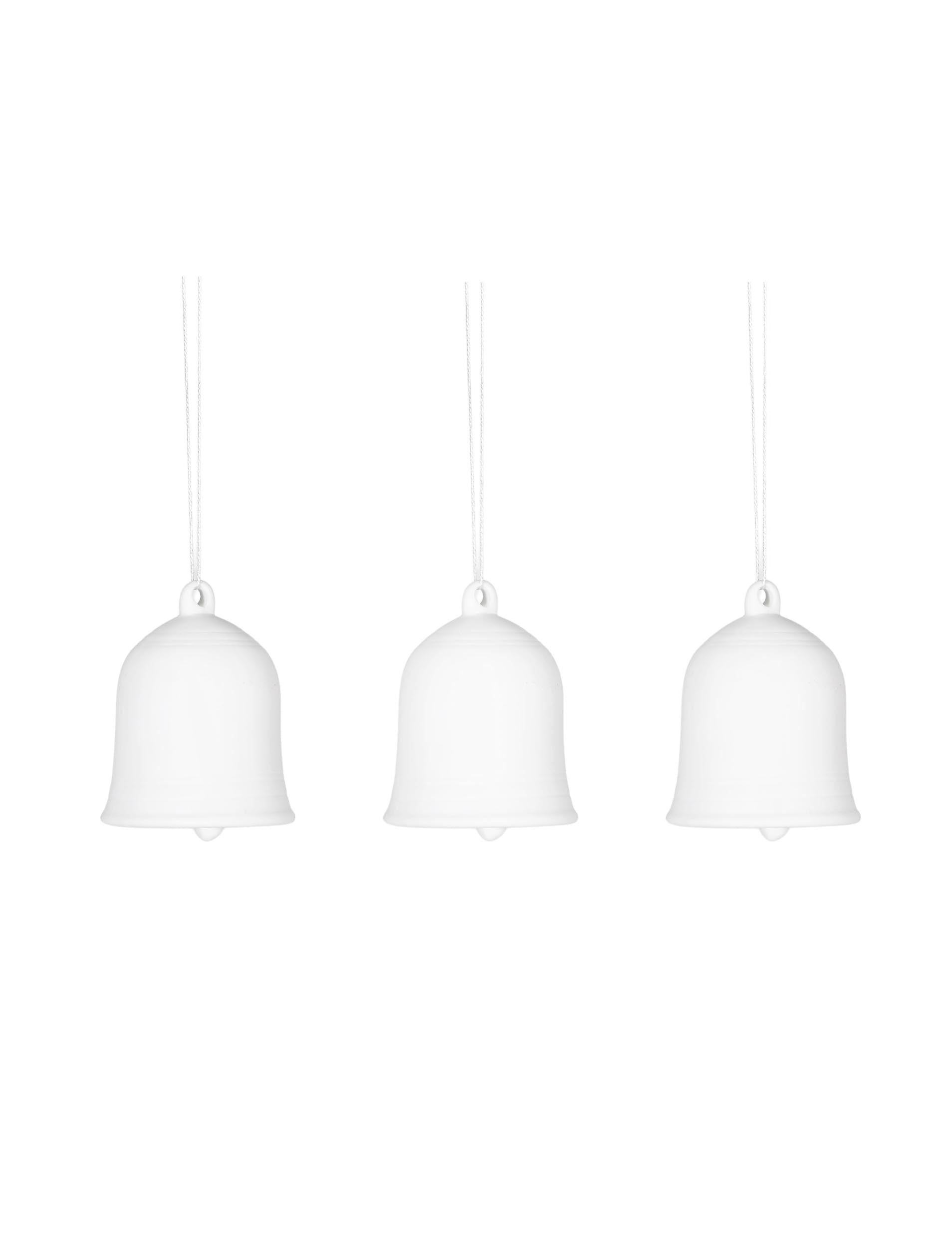 Porcelain White Bell Baubles - Set of 3