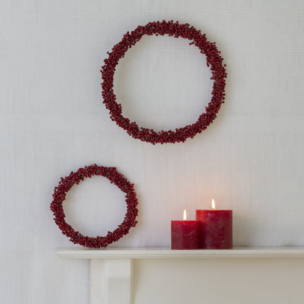 Red Berry Wooden Wreath, Large