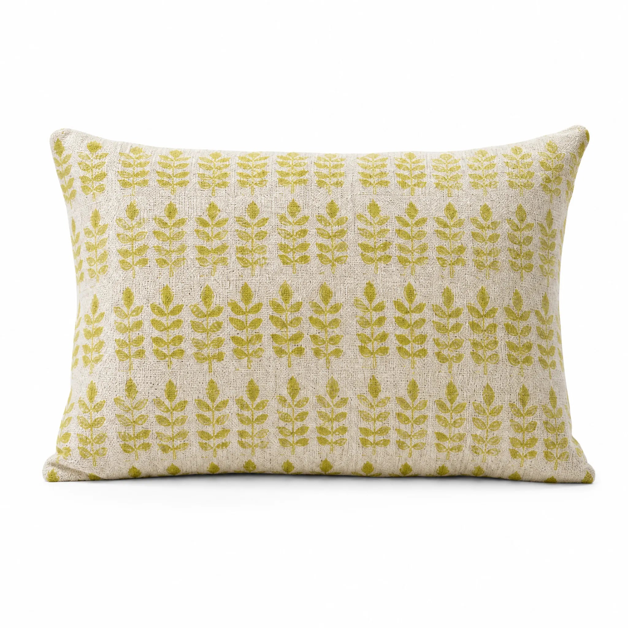 Sam Wilson Green Leaf Print Rectangle Linen Cushion