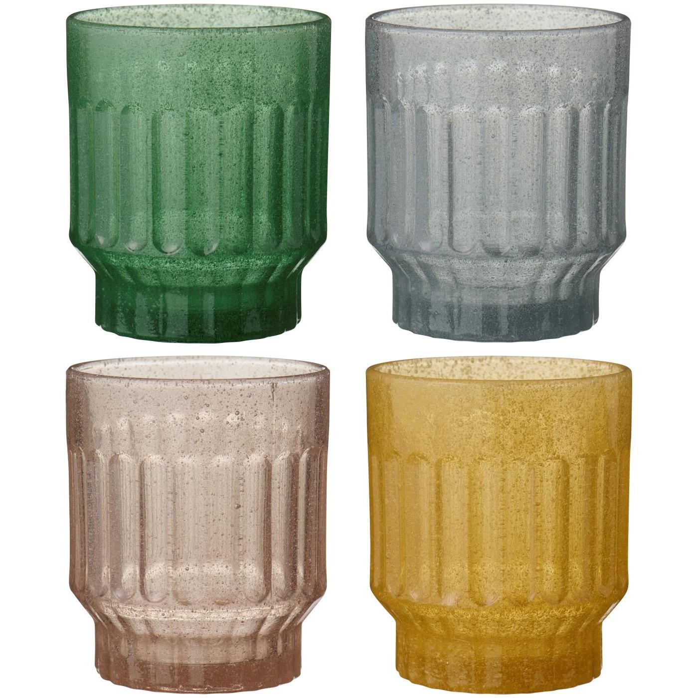 Drinking glass 4 colours w/bubbles