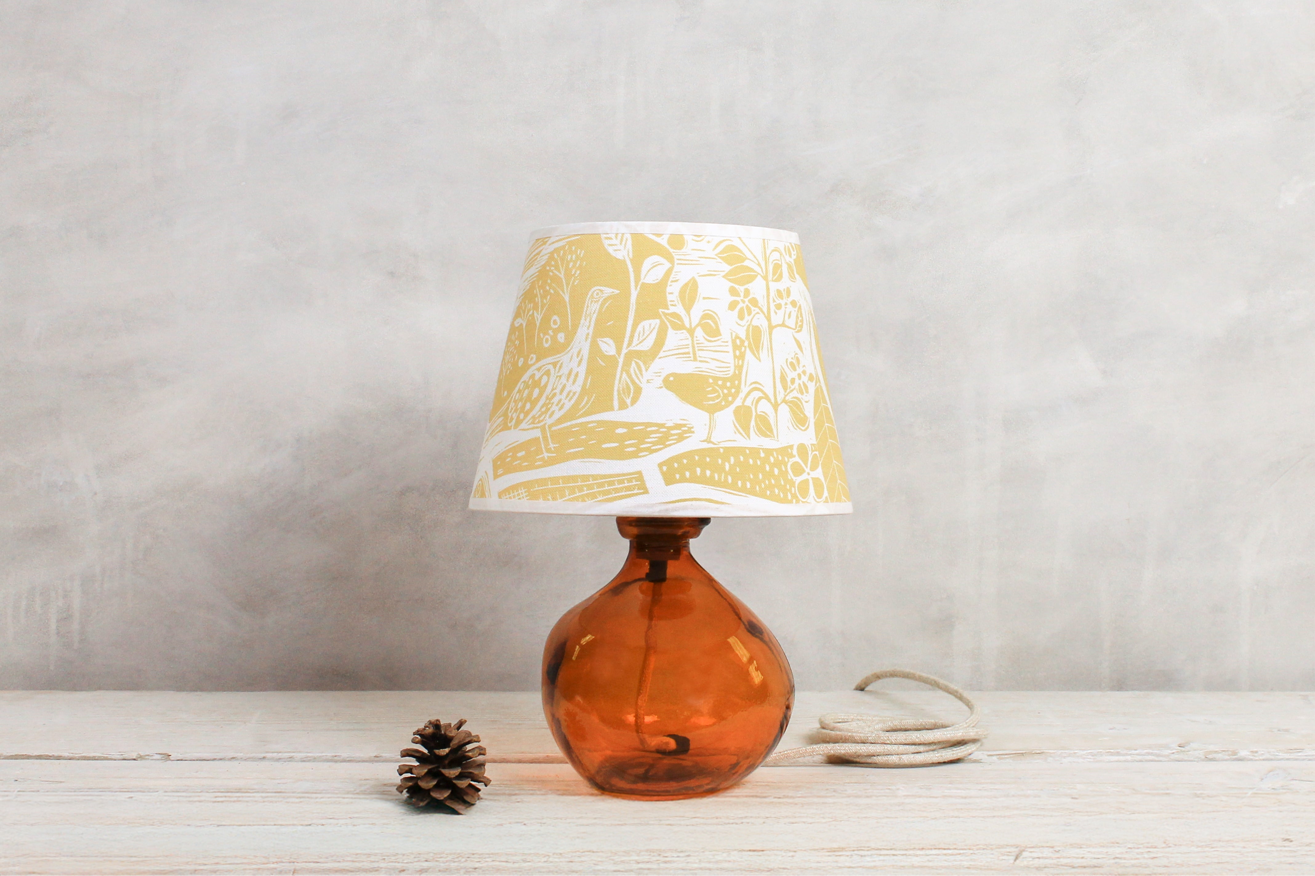 Recycled Glass Round Lamp - Amber