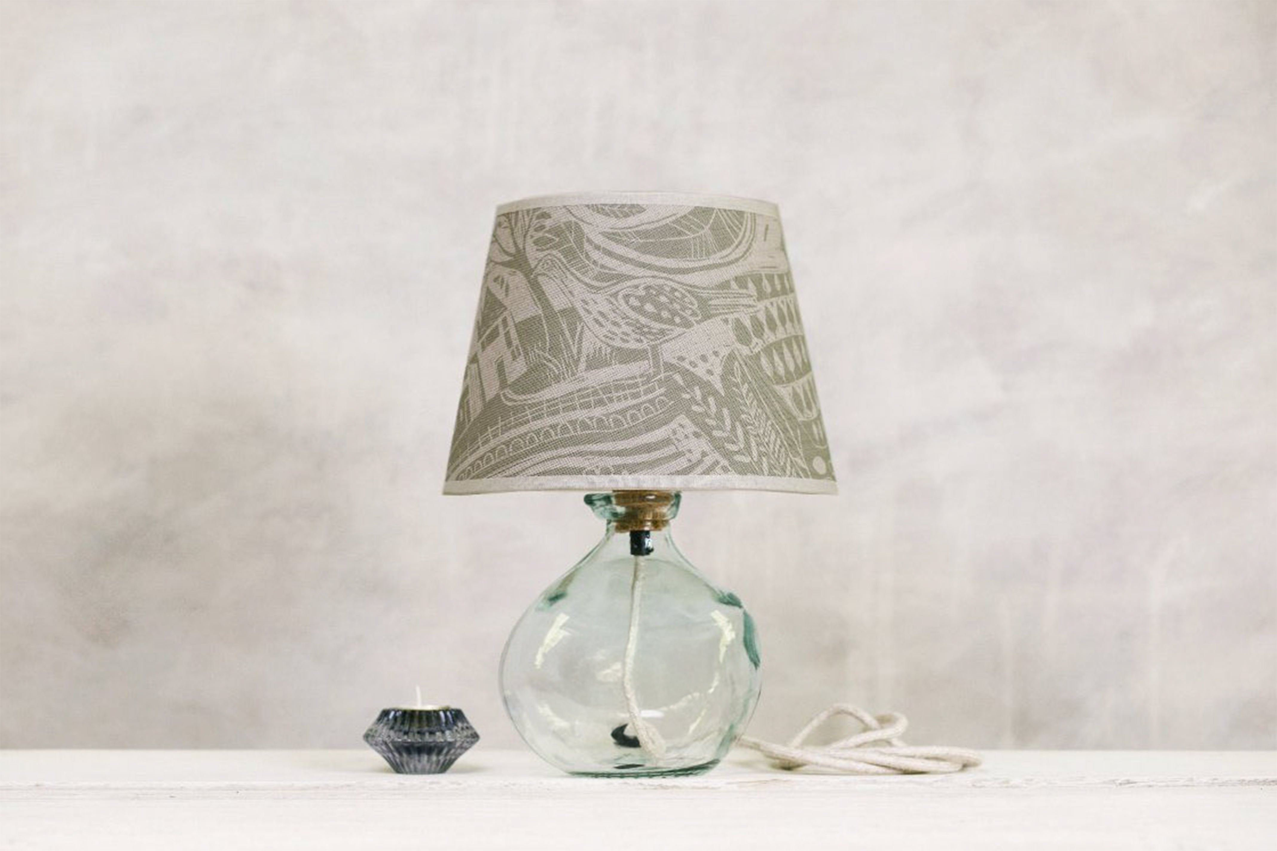Recycled Glass Round Lamp - Clear