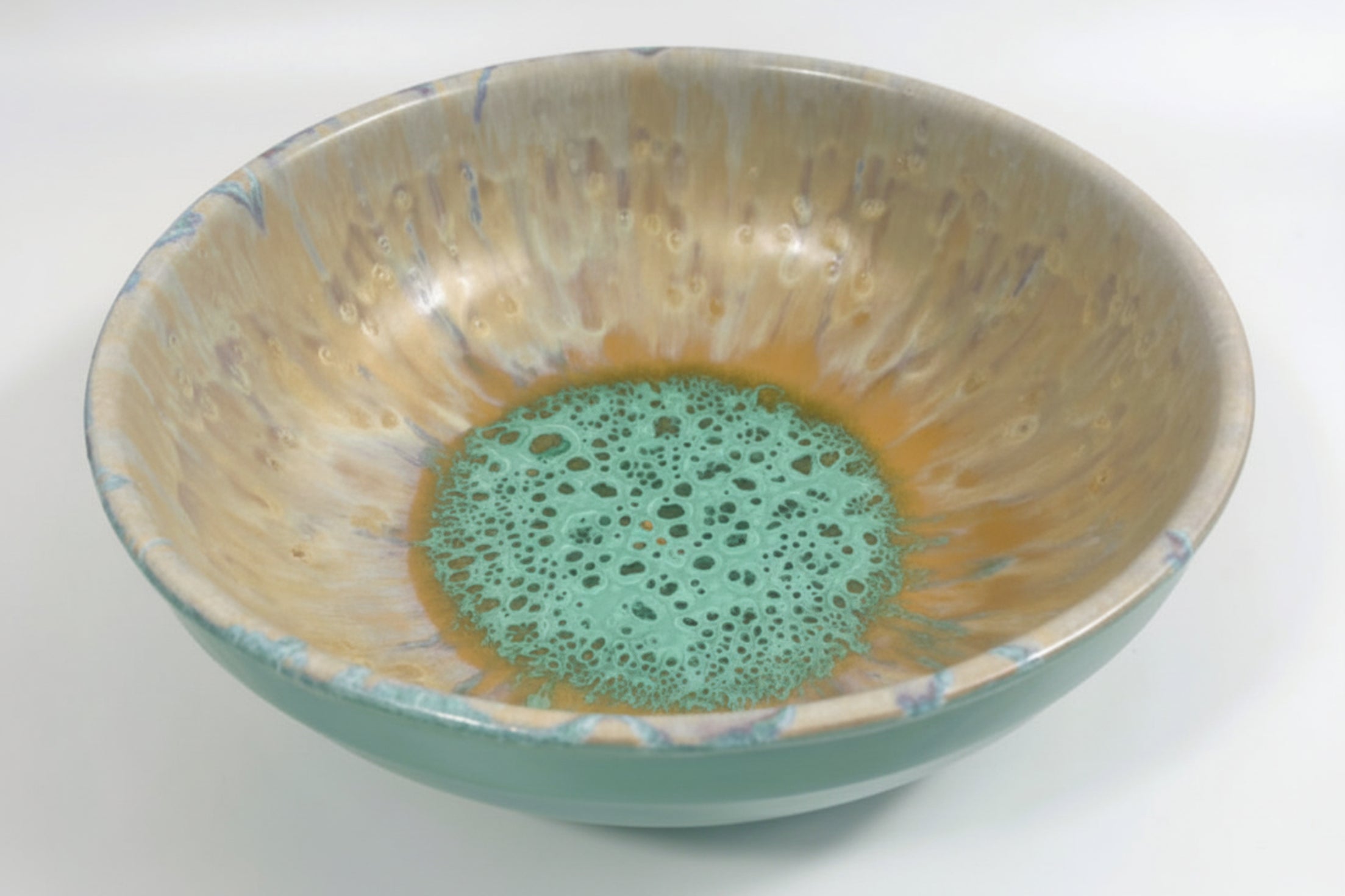 Spanish Hand Painted 29cm Large Bowl OCEANIC GREEN